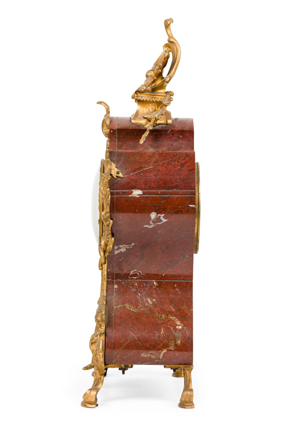 19th Century 3-Piece French Louis XV Style Bronze Clock Set For Sale