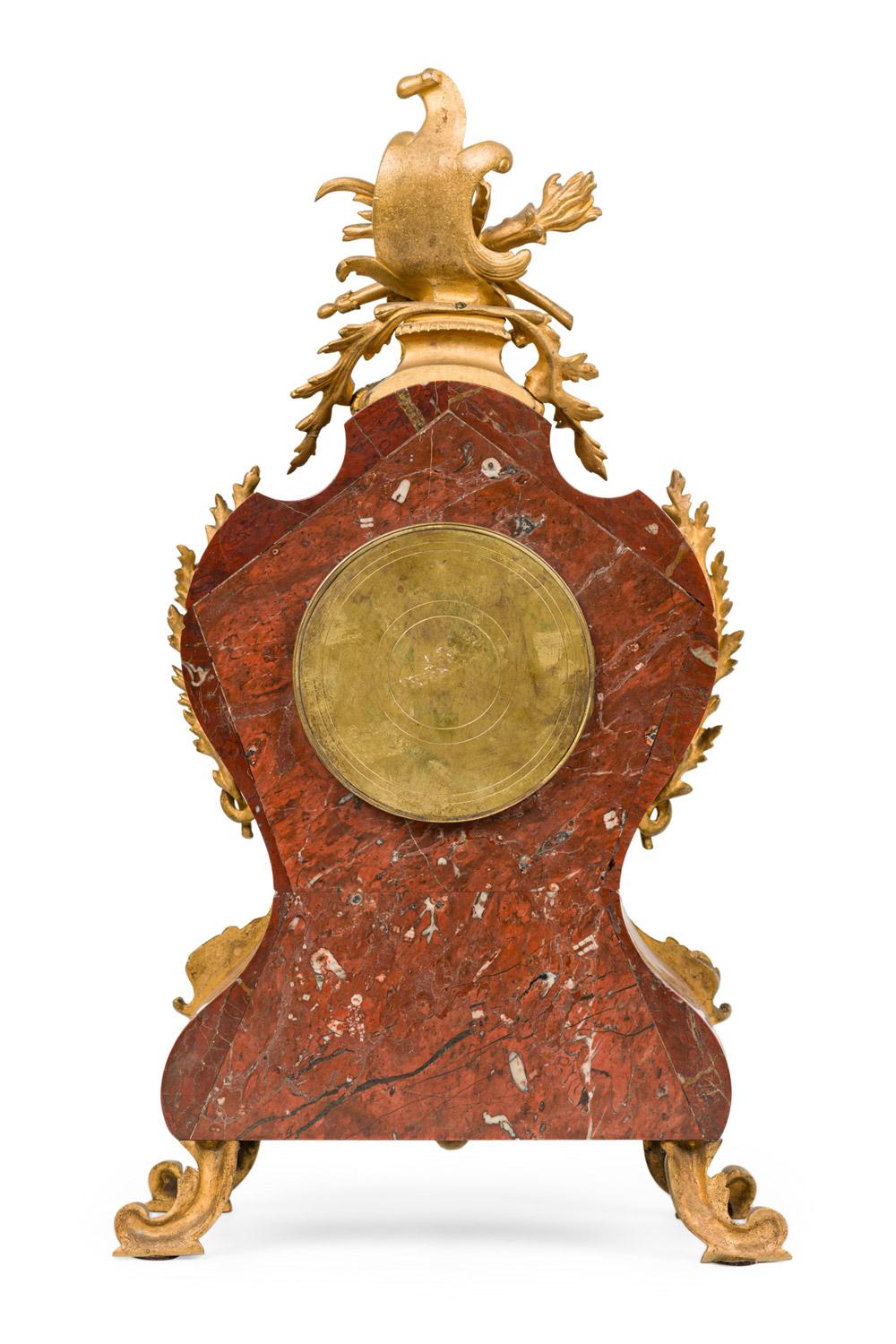 3-Piece French Louis XV Style Bronze Clock Set For Sale 1