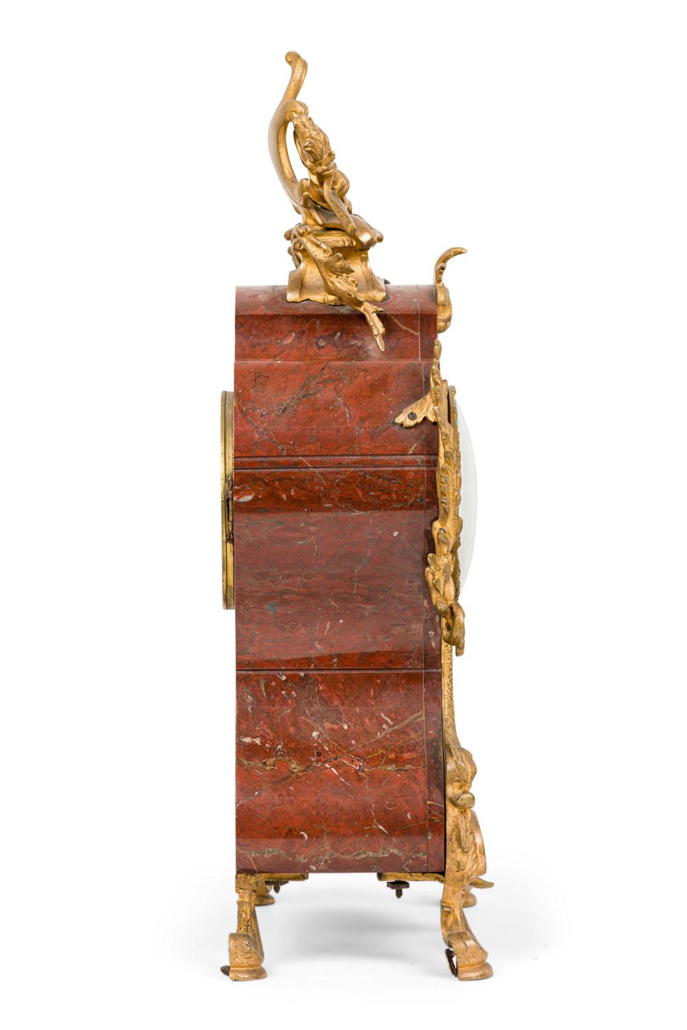 3-Piece French Louis XV Style Bronze Clock Set For Sale 3