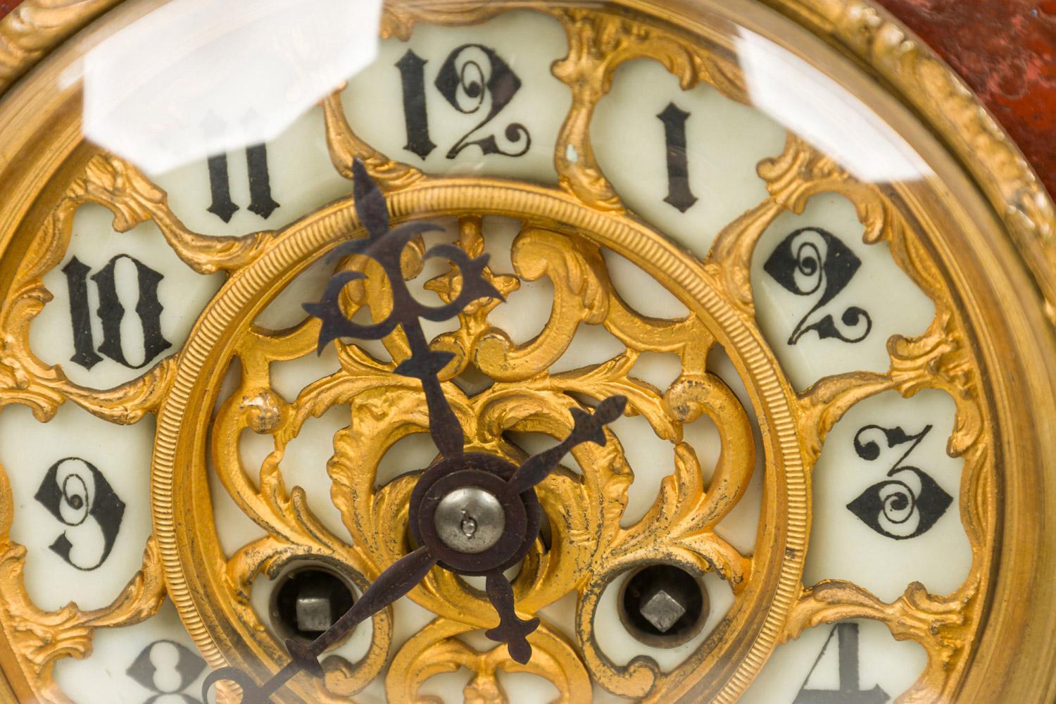 3-Piece French Louis XV Style Bronze Clock Set For Sale 5