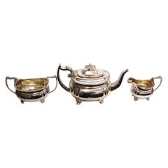 Antique 3-Piece George 111 Regency Silver Teaset Dated 1814/18, Charles Fox, London