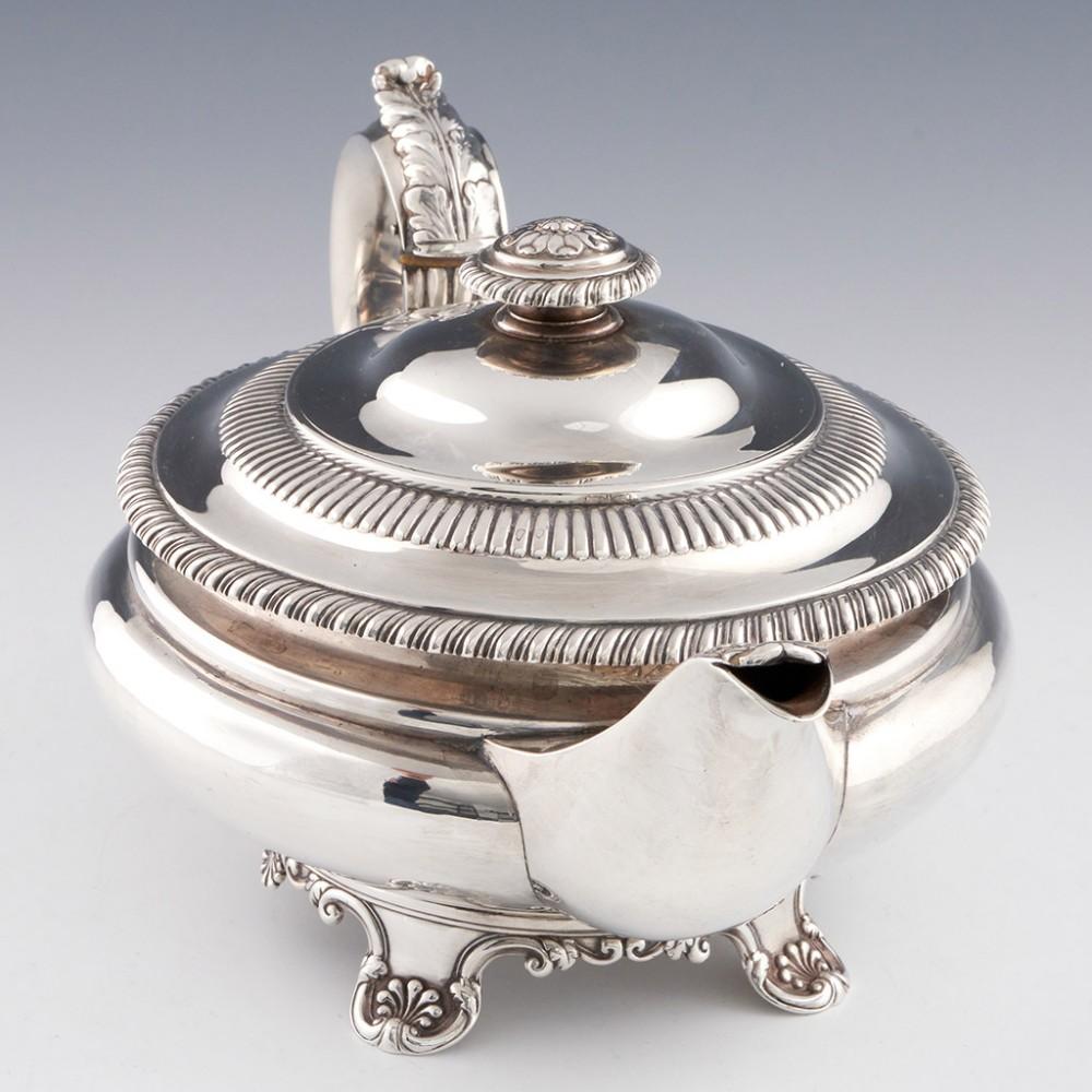 English 3 Piece George IV Sterling Silver Tea Set London, 1825 For Sale