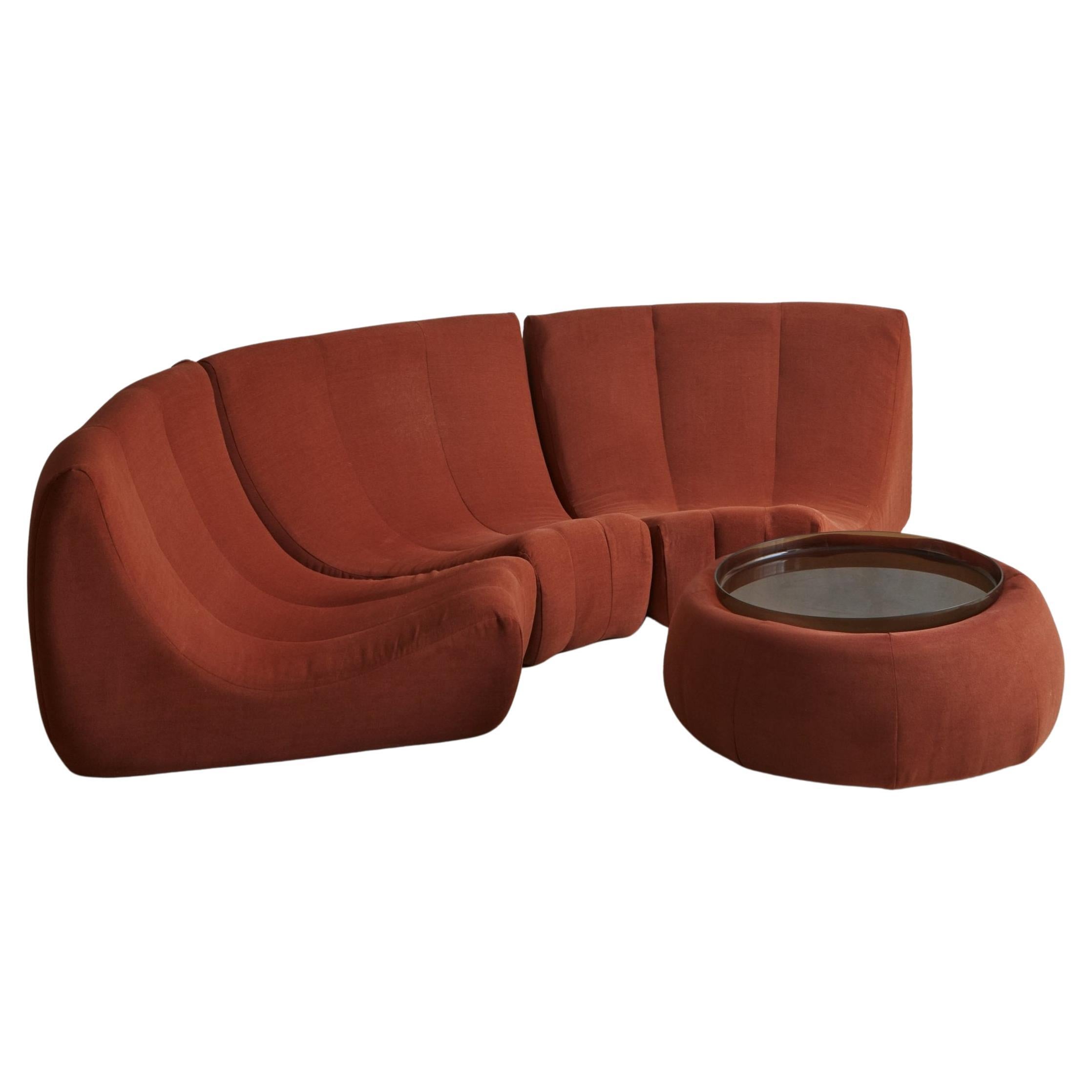 3-Piece 'Gilda' Sofa with Ottoman by Michel Ducaroy for Ligne Roset, France 1972 For Sale
