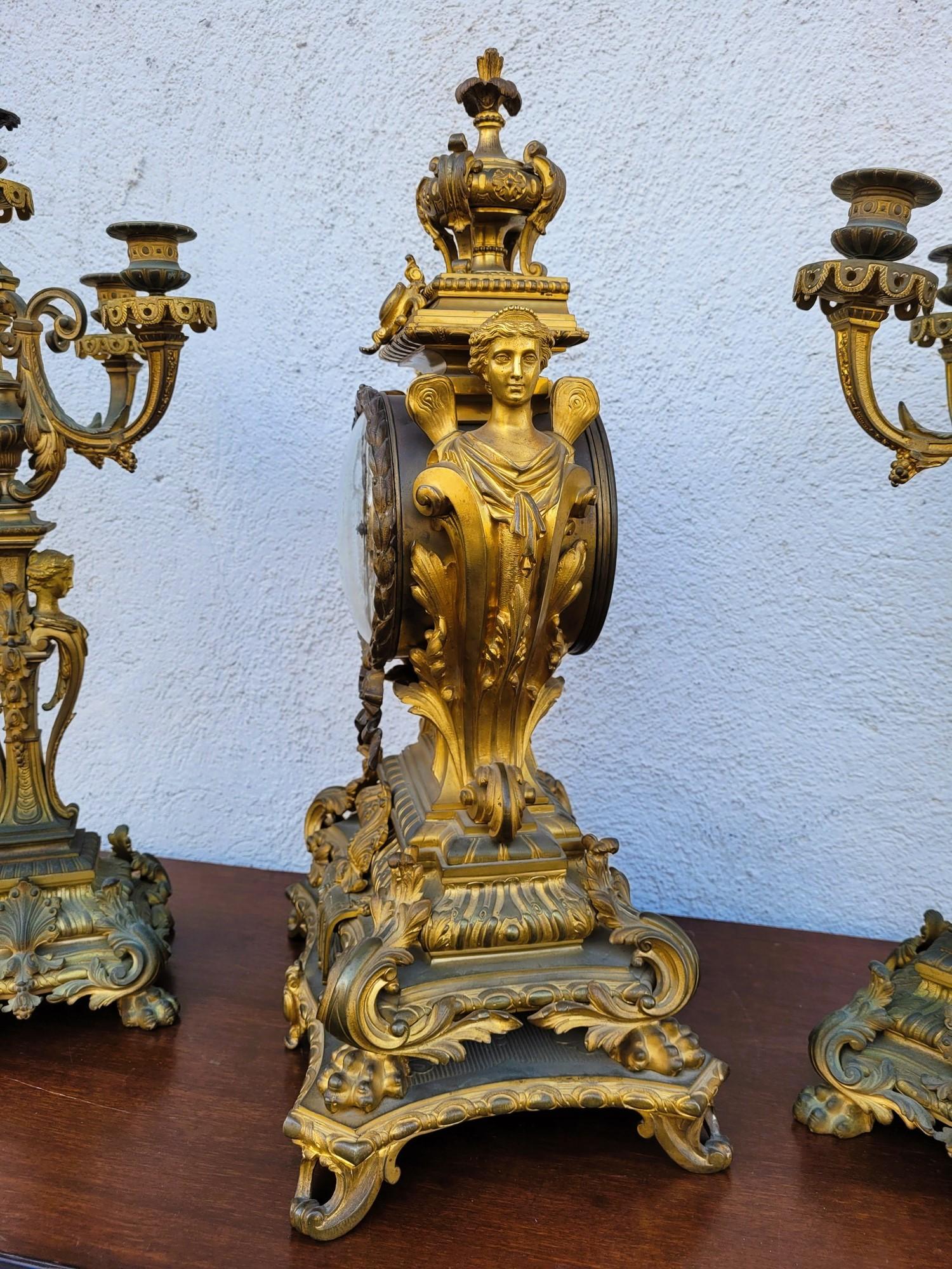 3 Piece Gilt Bronze Trim, Napoleon III, 19th Century For Sale 5