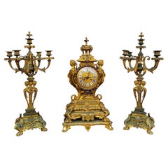 3 pièces en bronze doré, Napoléon III, 19e siècle