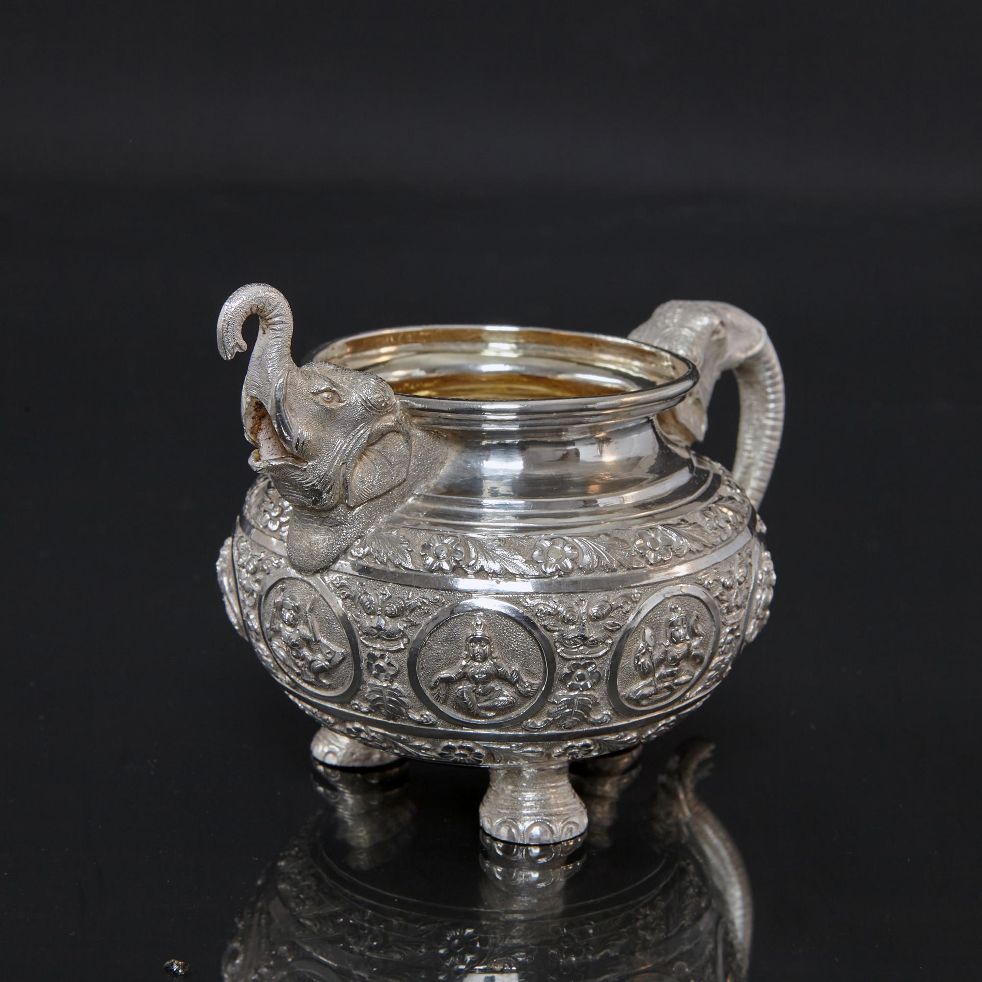 3-piece Indian silver tea set 7