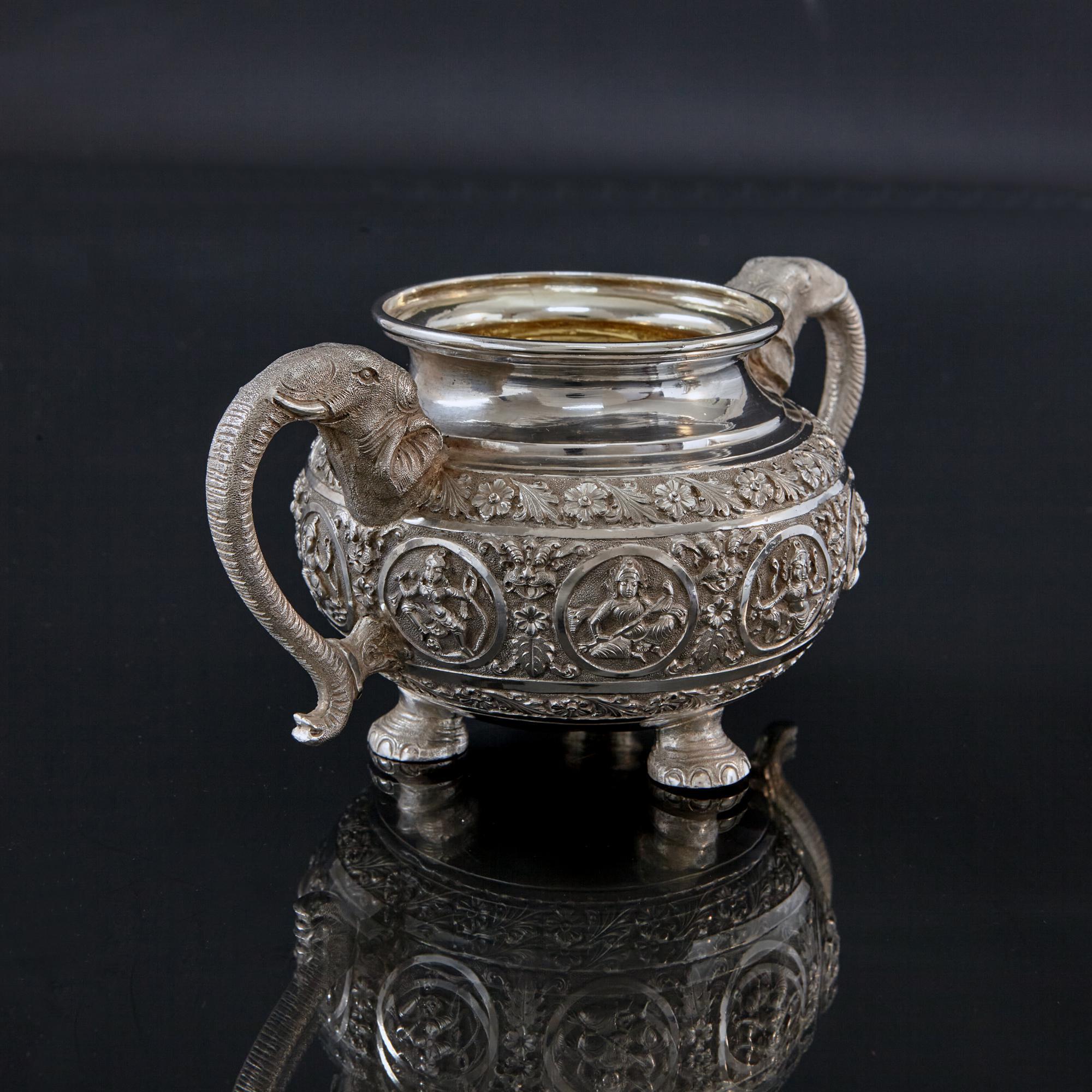 3-piece Indian silver tea set 8