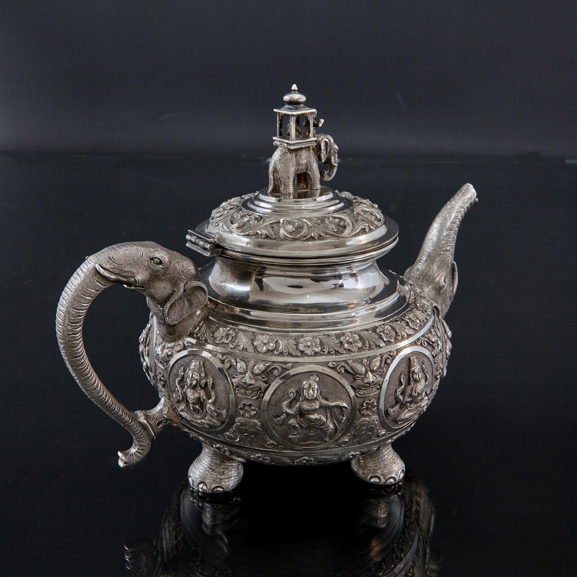 3-piece Indian silver tea set 1