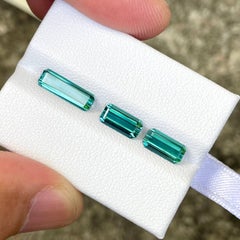 3 Piece Indicolite Tourmaline Set Emerald Cut Natural Afghan Gemstones