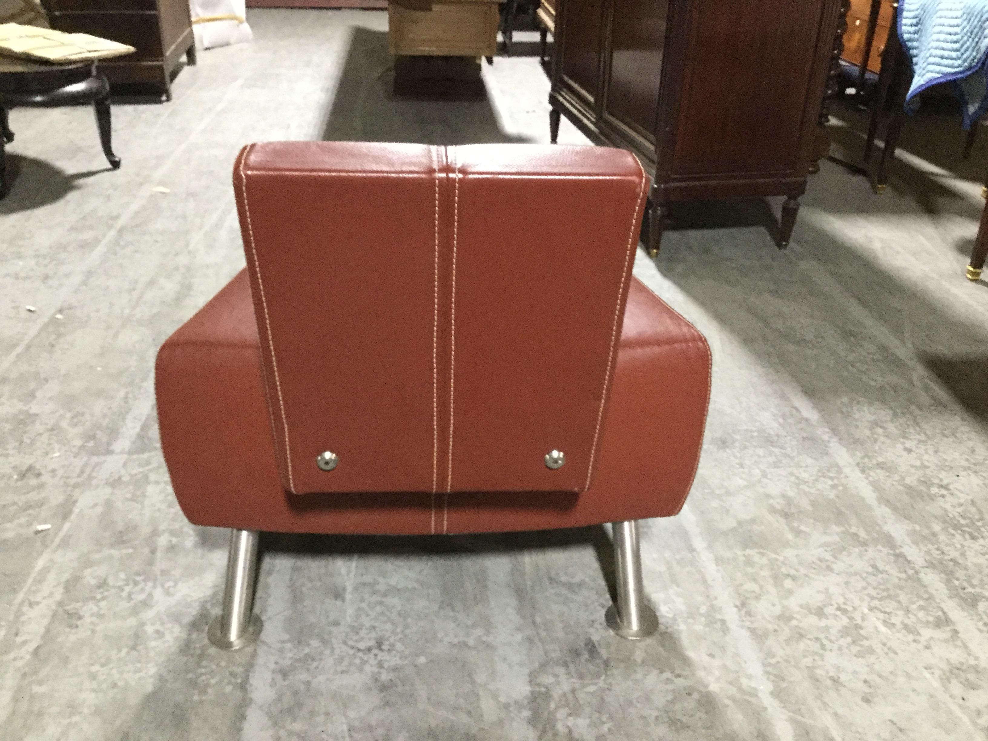 3 Piece Italian Industrial Leather and Chrome Salon In Good Condition For Sale In Livingston, NJ