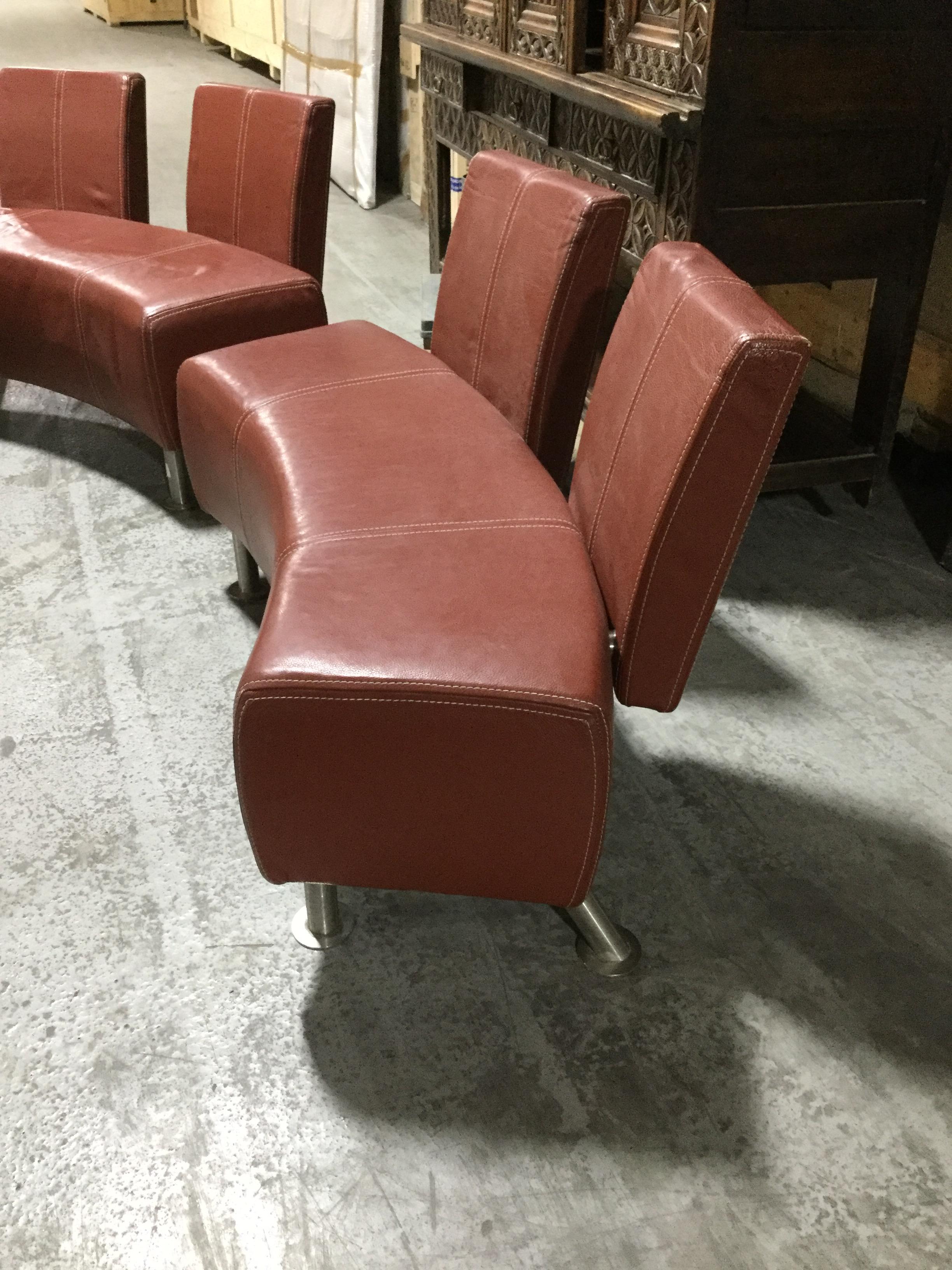 3 Piece Italian Industrial Leather and Chrome Salon For Sale 1