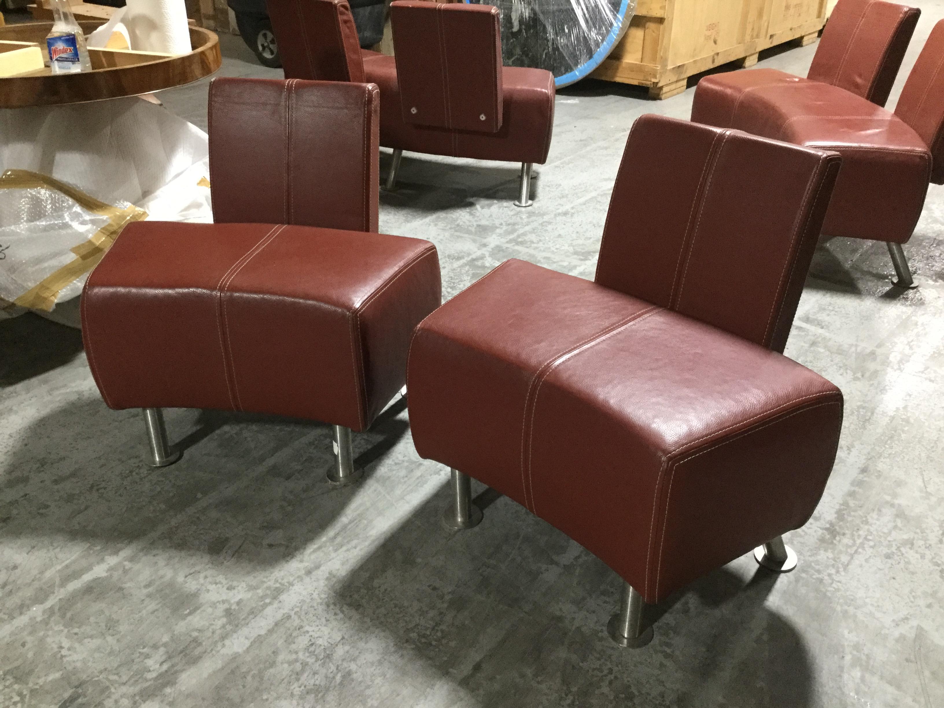 3 Piece Italian Industrial Leather and Chrome Salon For Sale 2