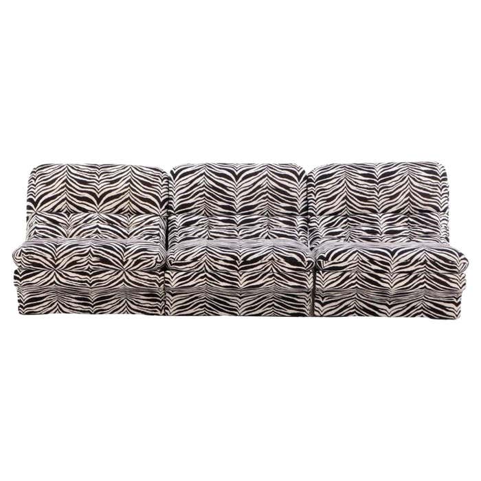3-Piece Italian Modular Sofa in Zebra Print Upholstery, circa 1970 For ...