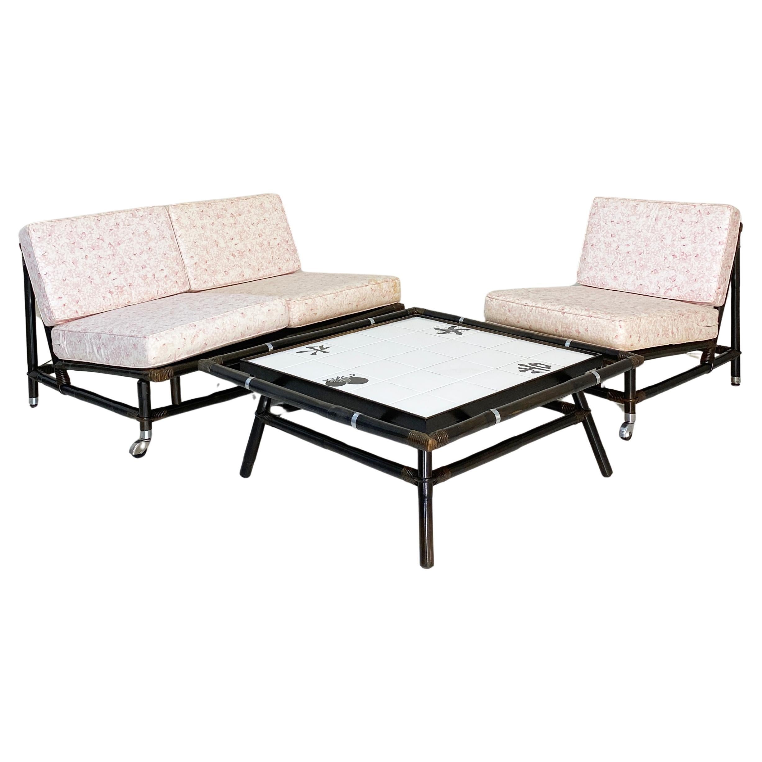 3 Stück John Wisner für Ficks Reed Far Horizons Kollektion Bambus-Rattan-Suite
