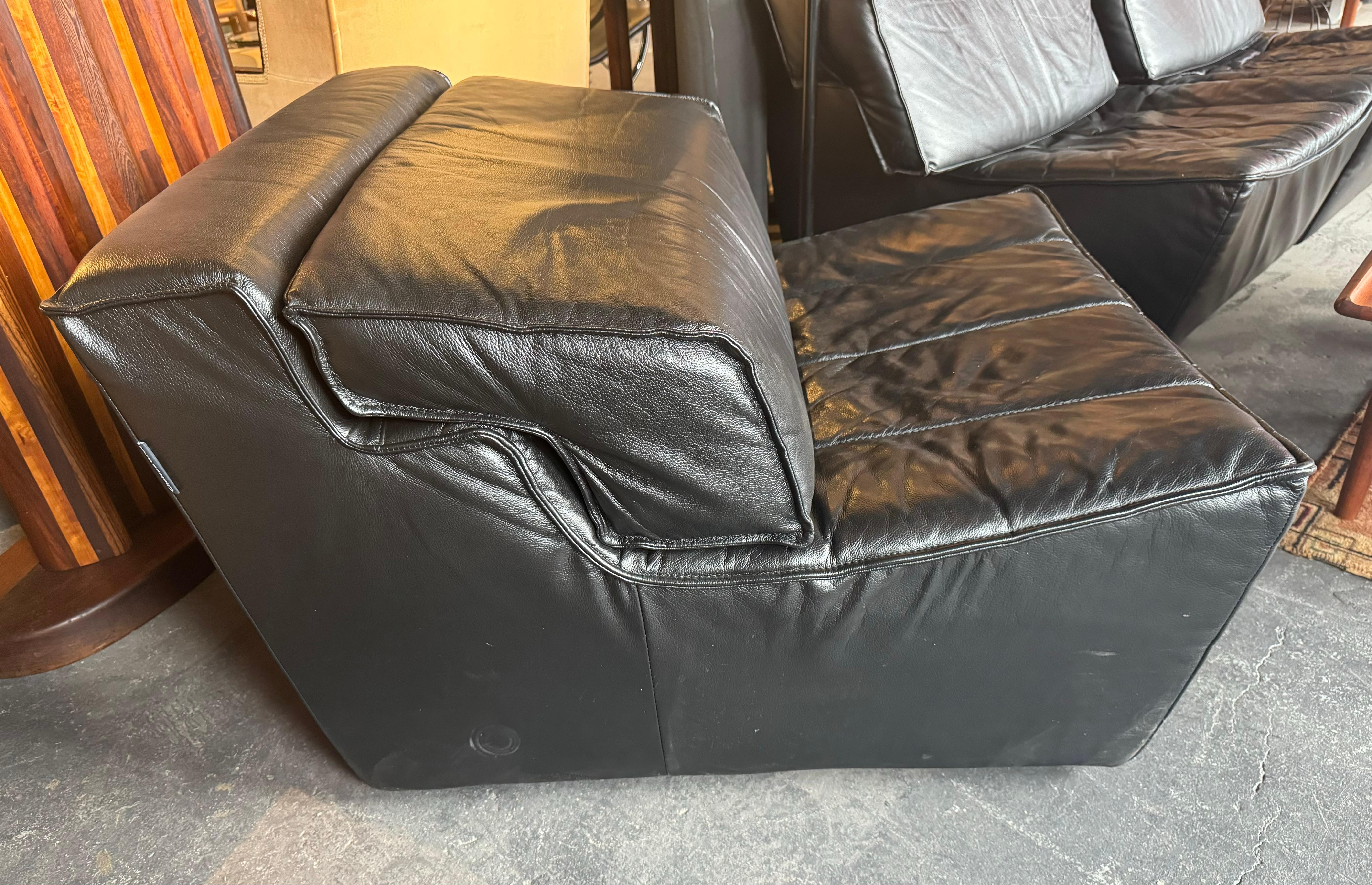 Italian 3 Piece Leather modular sofa, Sylvain Joly for Chateau d'Ax, Made in Italy 2000s