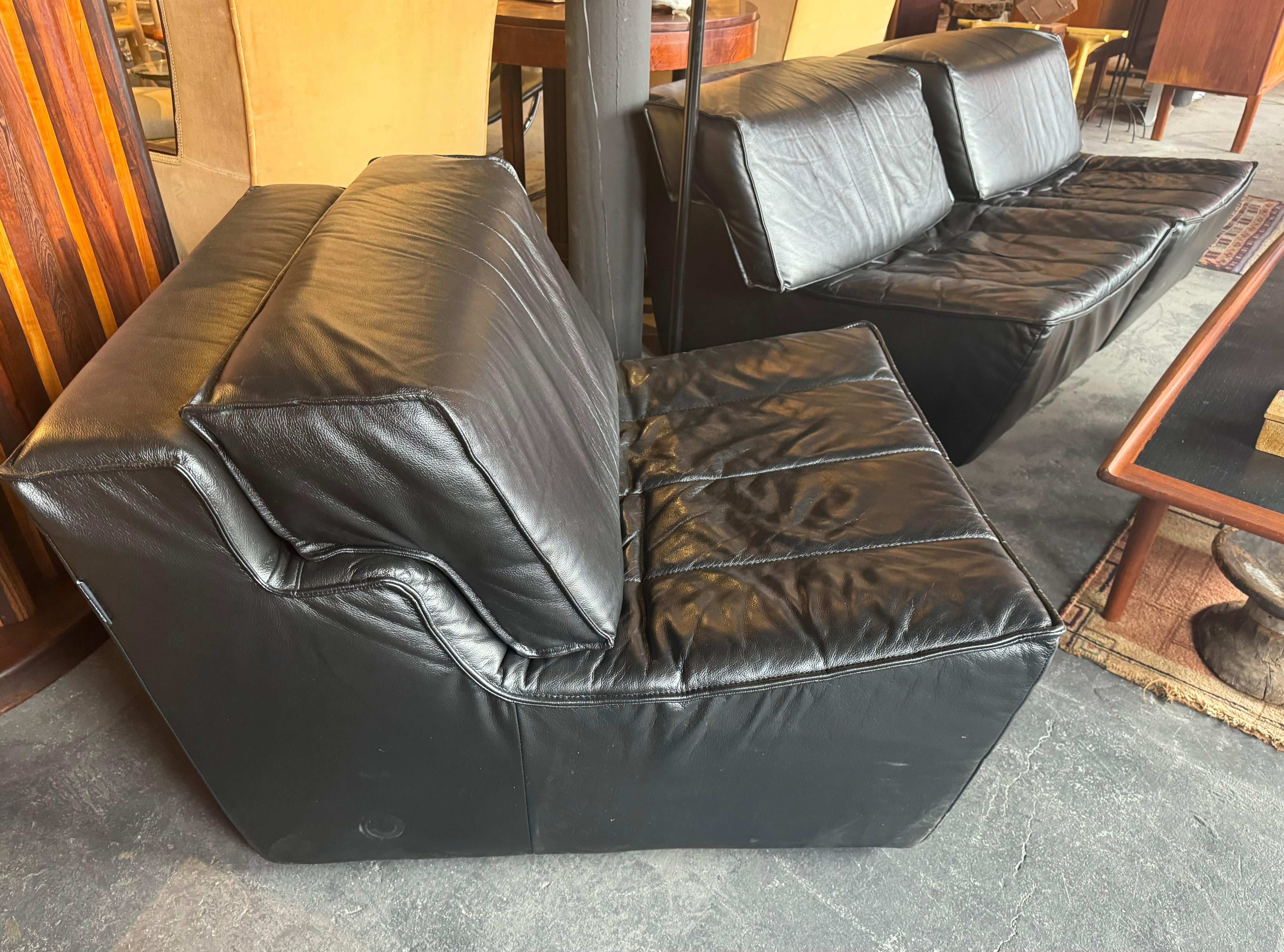 Contemporary 3 Piece Leather modular sofa, Sylvain Joly for Chateau d'Ax, Made in Italy 2000s