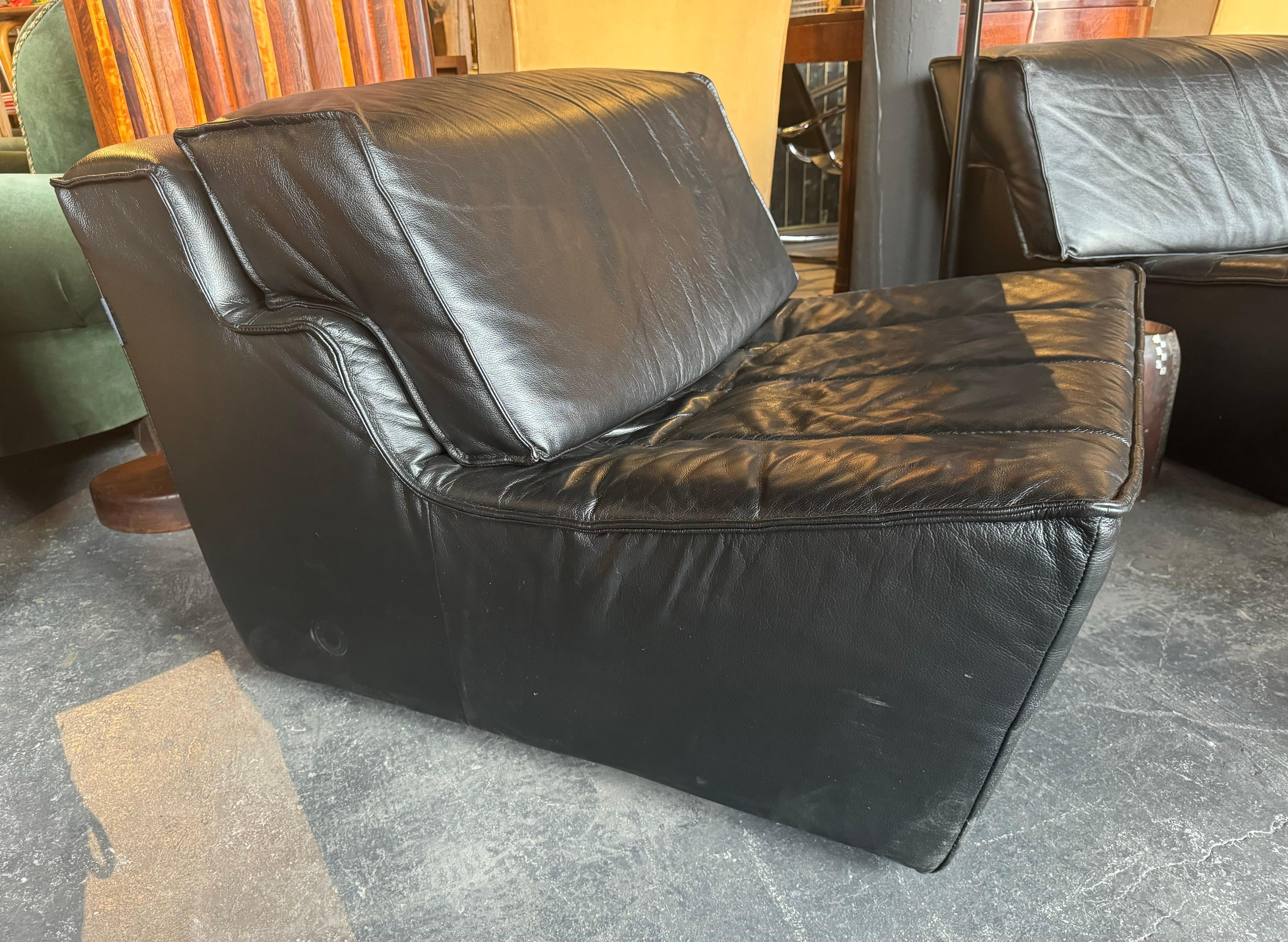 3 Piece Leather modular sofa, Sylvain Joly for Chateau d'Ax, Made in Italy 2000s 1