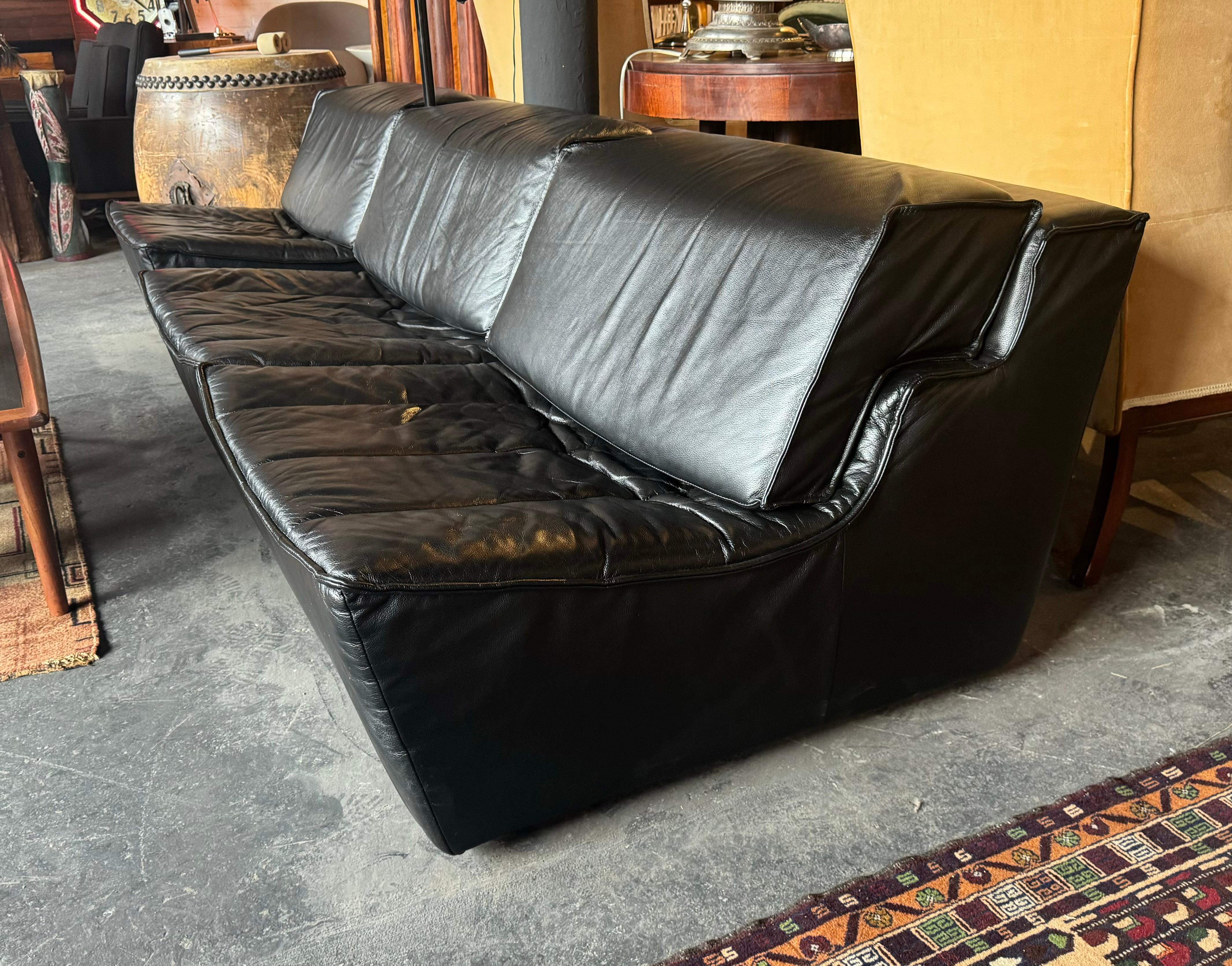 3 Piece Leather modular sofa, Sylvain Joly for Chateau d'Ax, Made in Italy 2000s 2