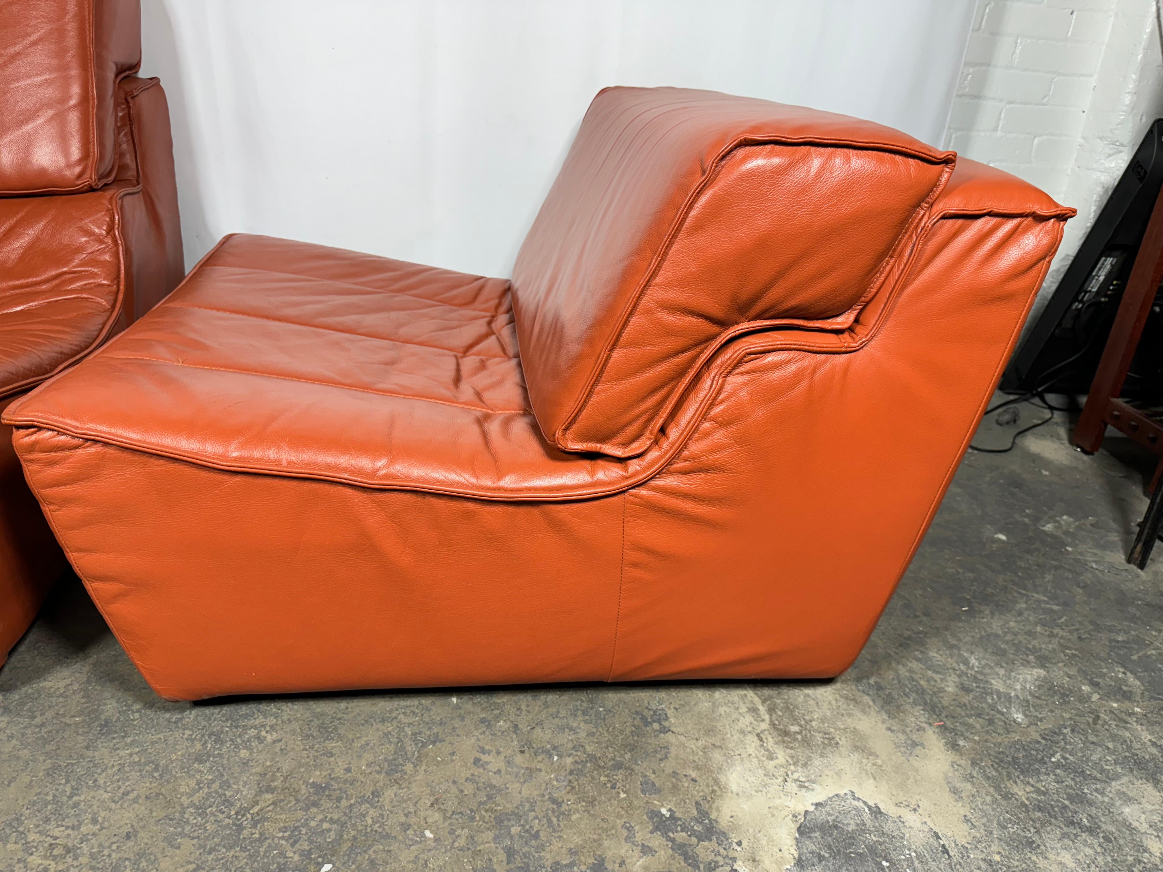 3 Piece Leather suite by Sylvain Joly for Chateau d'Ax, Made in Italy 2000s In Good Condition In Buffalo, NY
