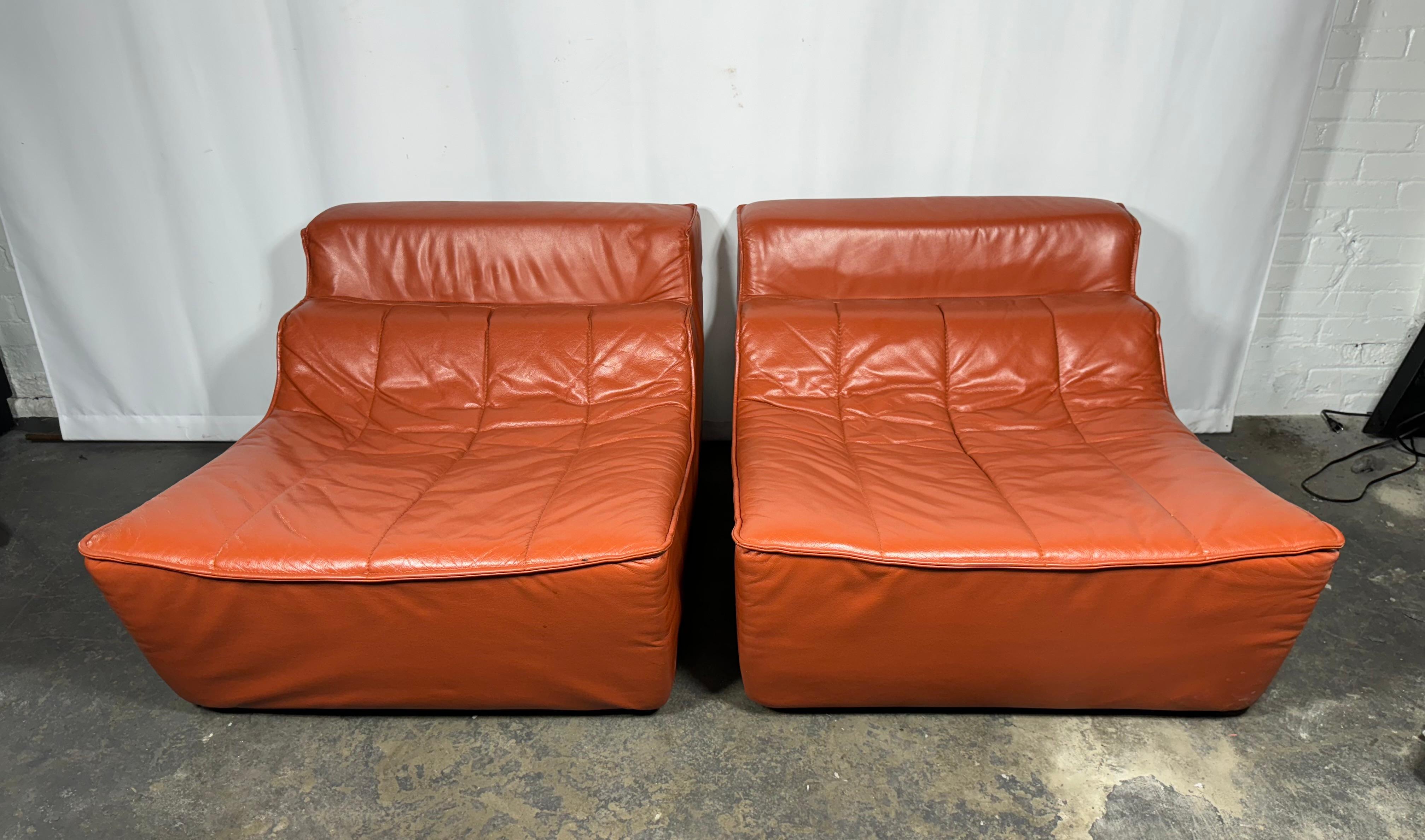 3 Piece Leather suite by Sylvain Joly for Chateau d'Ax, Made in Italy 2000s 1