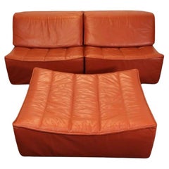 3 Piece Leather suite by Sylvain Joly for Chateau d'Ax, Made in Italy 2000s