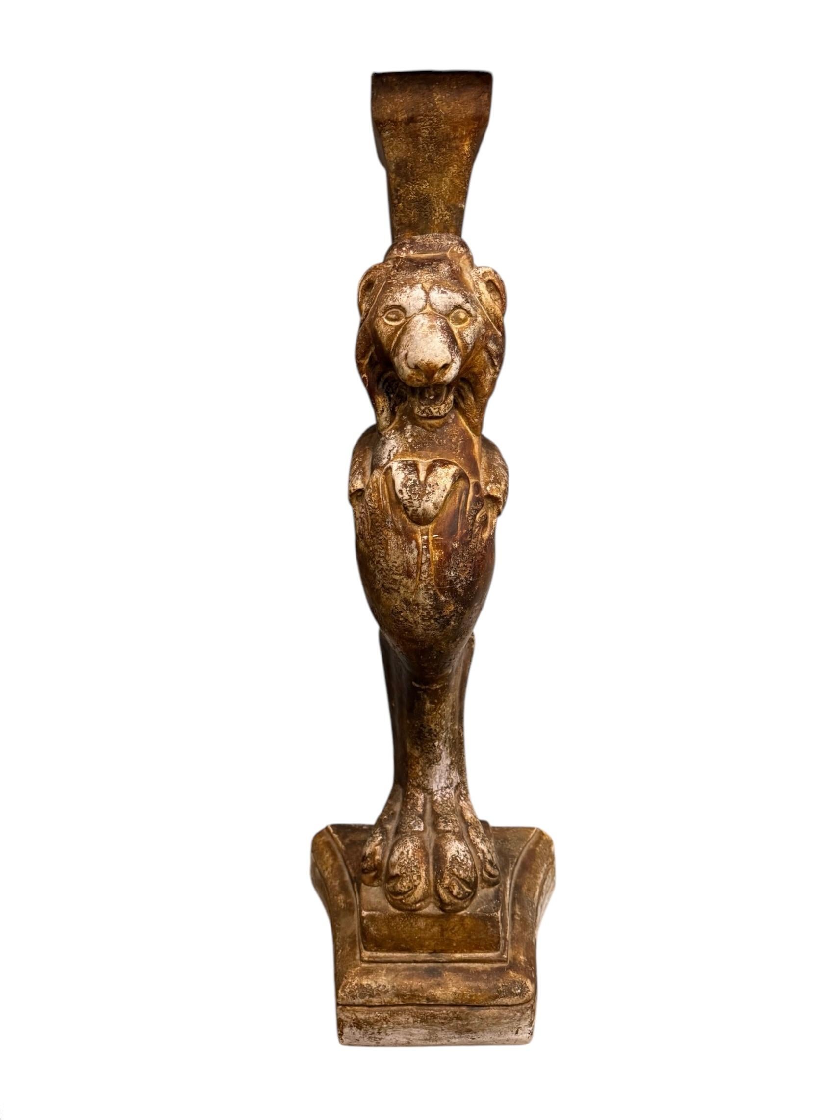 20ième siècle Console 3 pièces composée de pieds de lion en ciment en vente