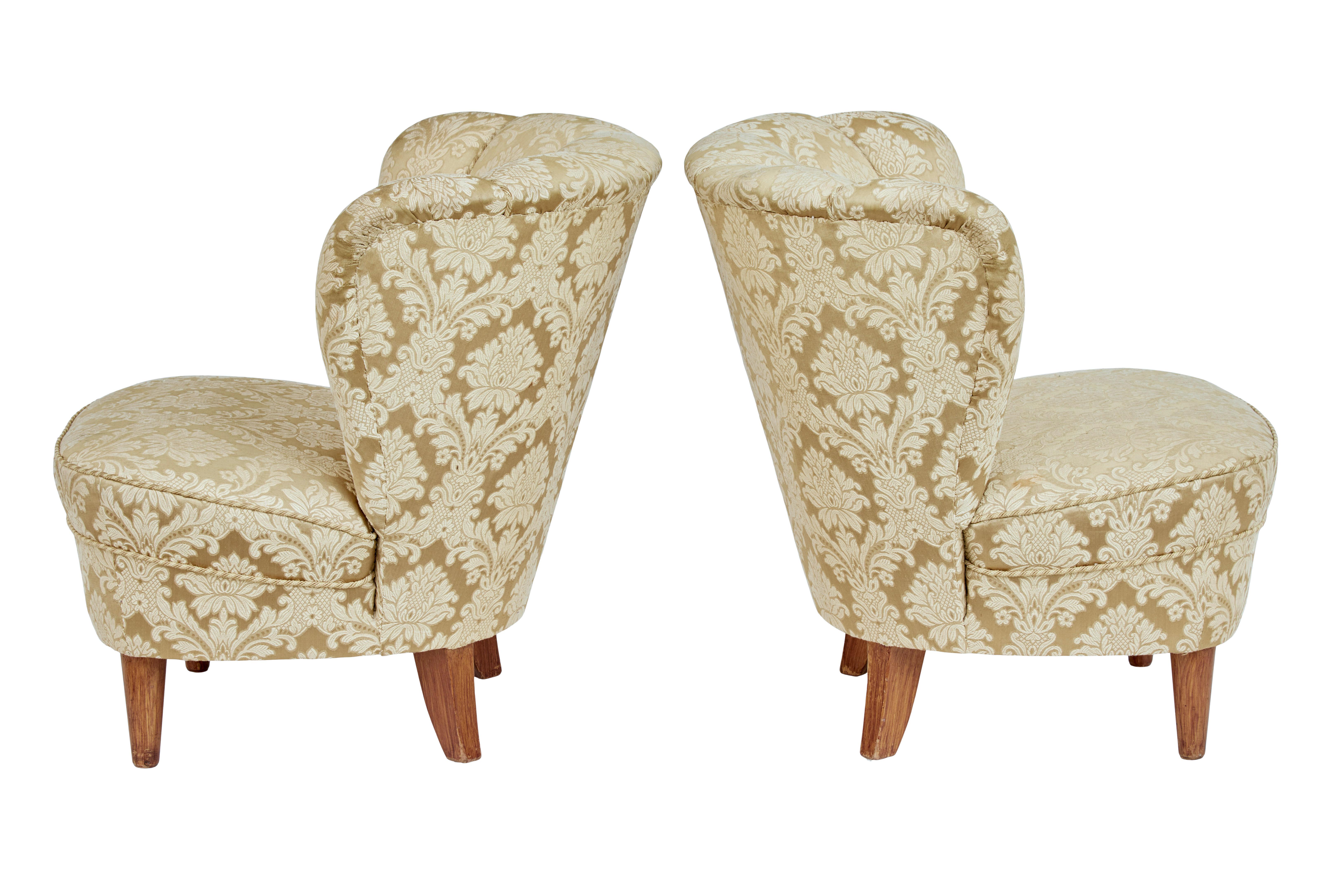 Upholstery 3-Piece Mid-20th Century Shell Back Living Room Suite