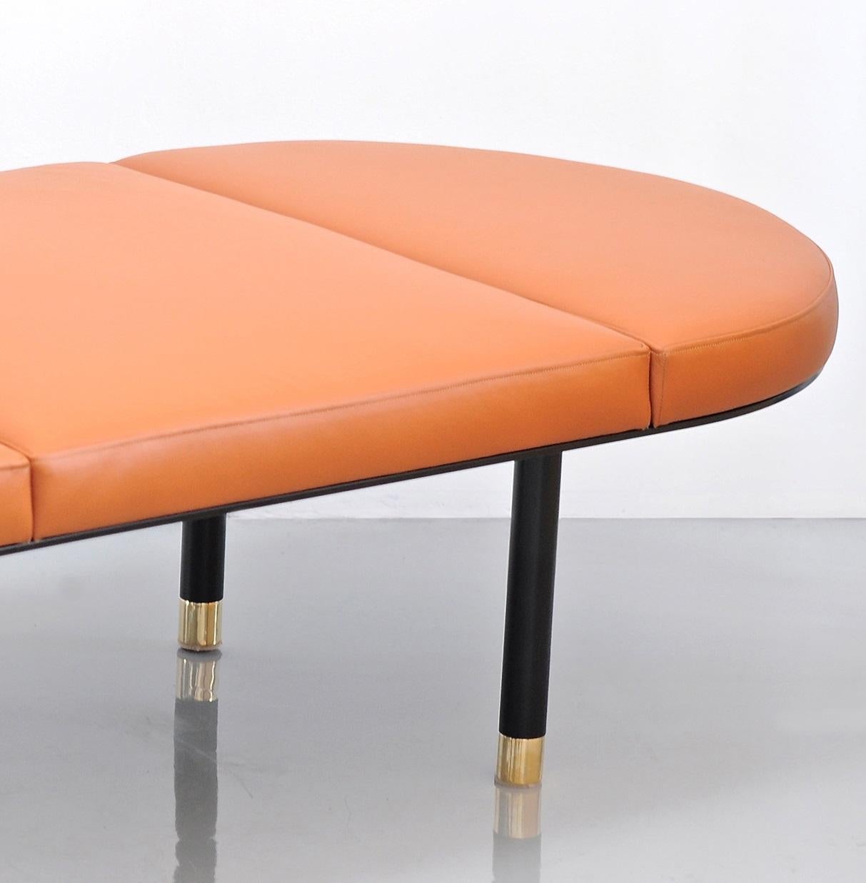 Modern 3 Piece Pill Leather Bench by Phase Design For Sale