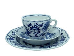 3 Piece Place Setting Coffee Cup, Saucer, Plate Hutschenreuther Blue Onion