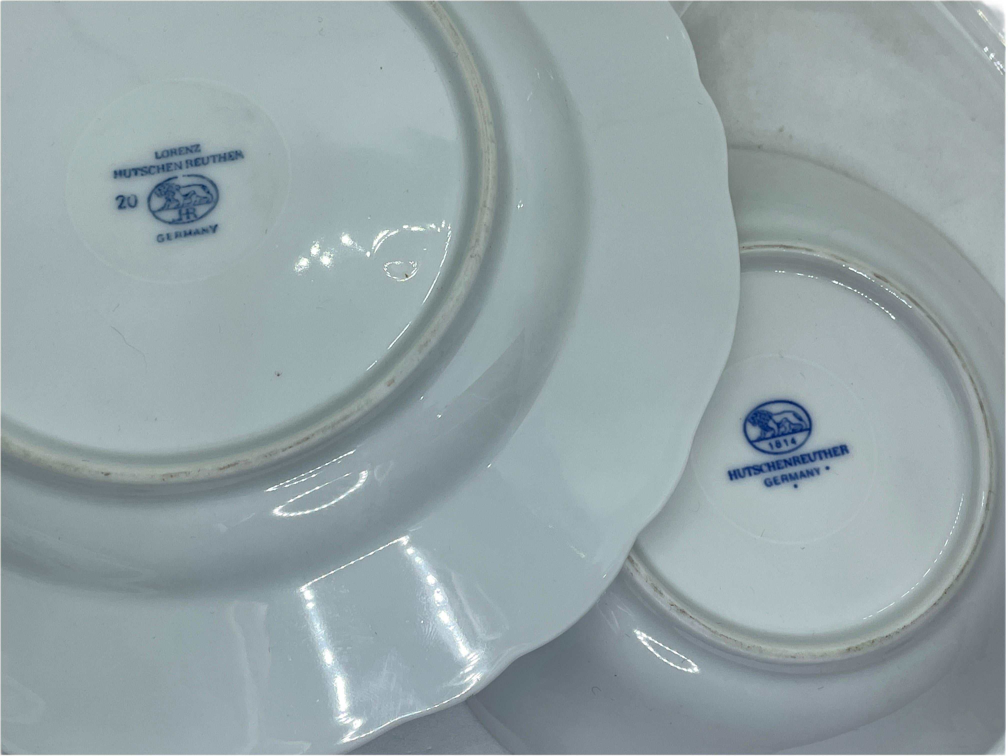 Milieu du XXe siècle Service à café de 3 pièces, soucoupe, assiette, assiette Hutschenreuther Blue Onion en vente