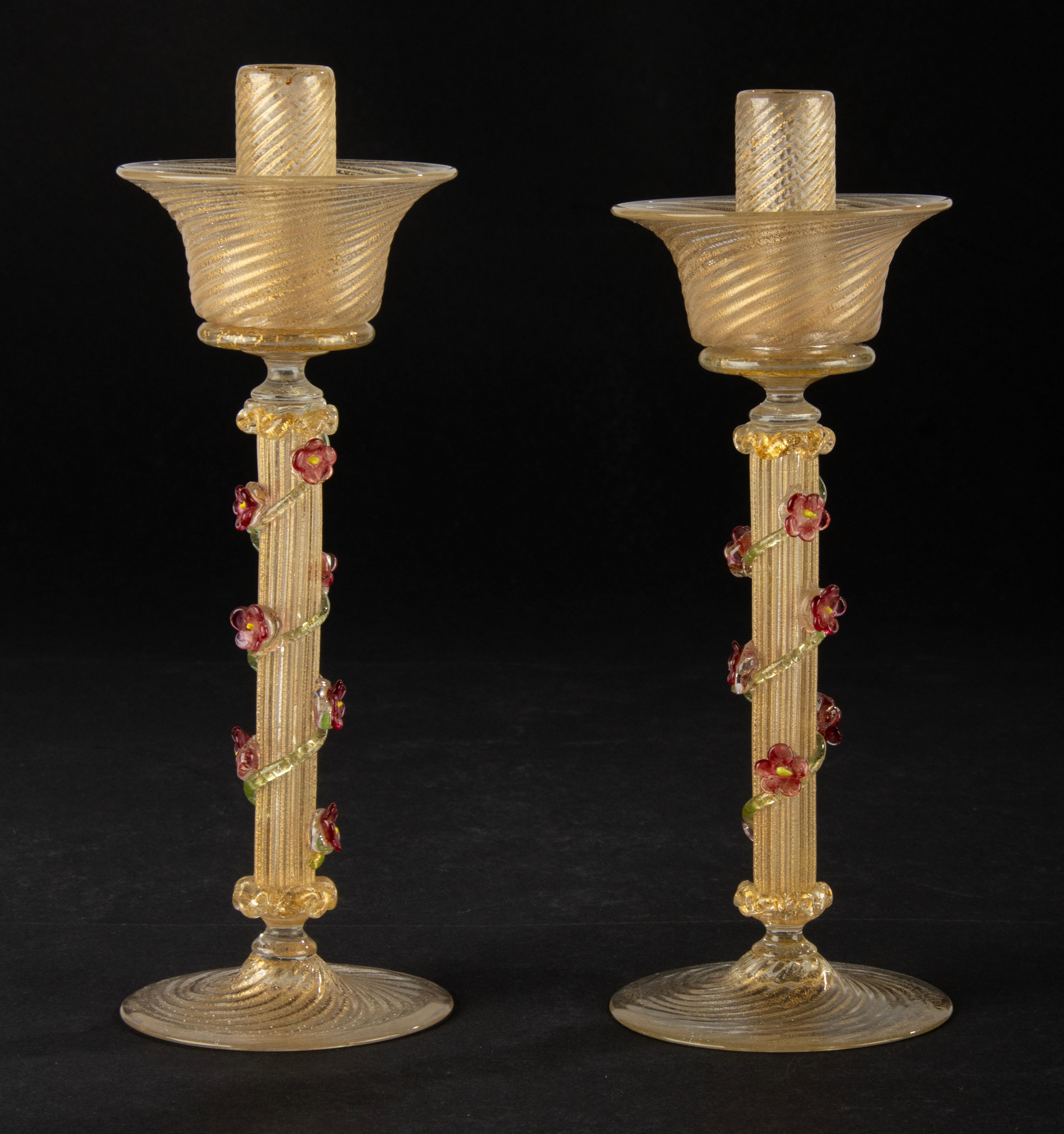 3-teiliges Set aus Muranoglas-Kerzenständern im Angebot 3