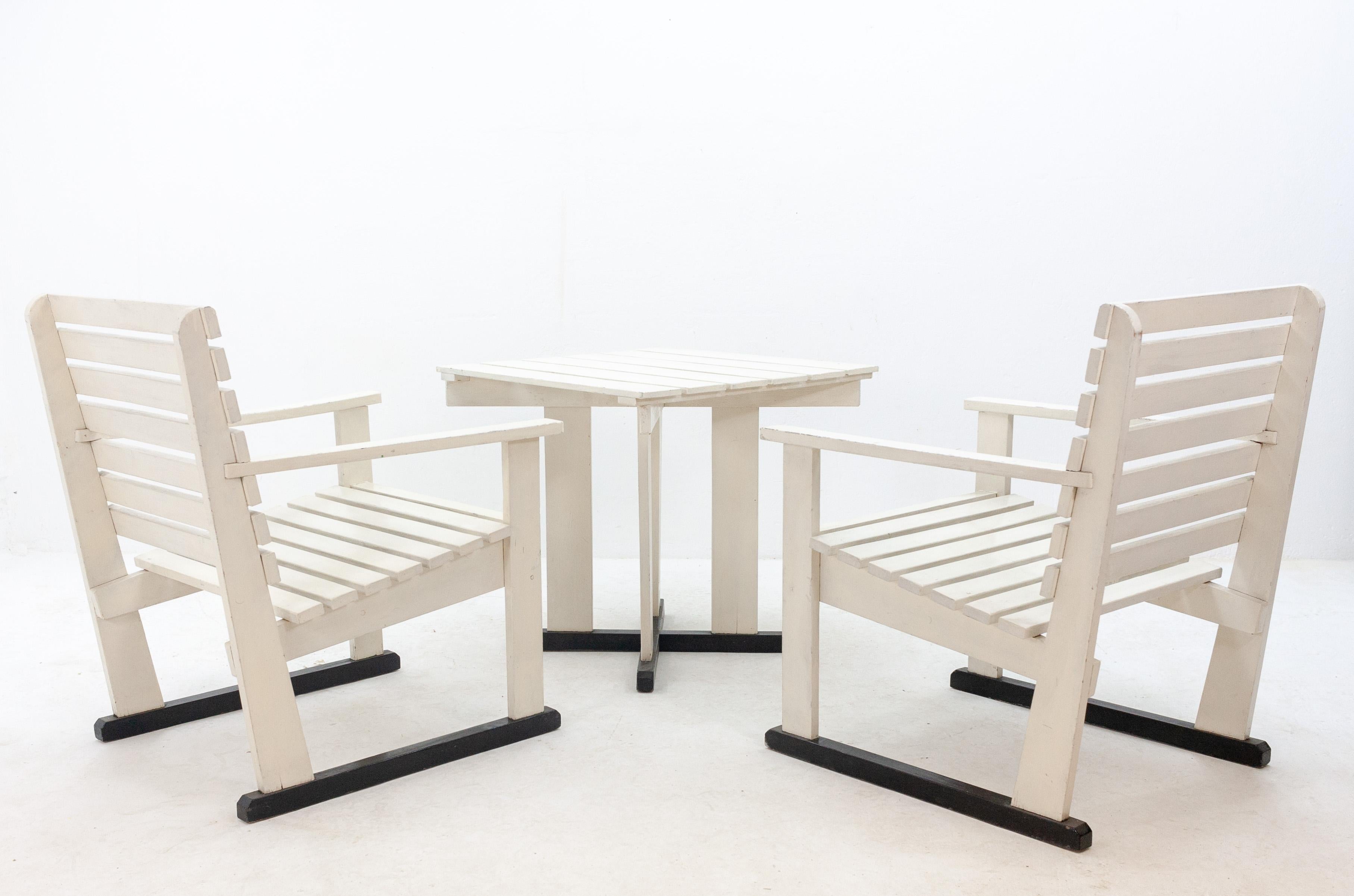 3 Piece Slats style Jozef Hoffmann  Set 1960s  In Good Condition In Den Haag, NL
