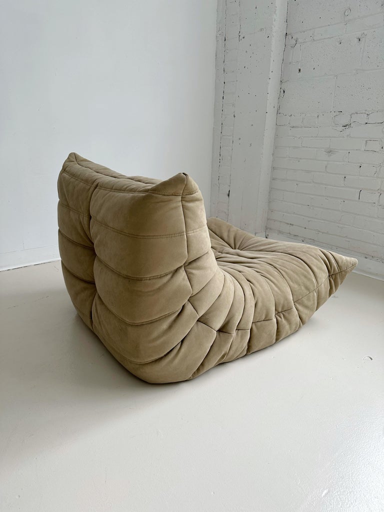 3 Piece TOGO Sofa Set by Michel Ducaroy for Ligne Roset in Sand Alcantara at 1stDibs