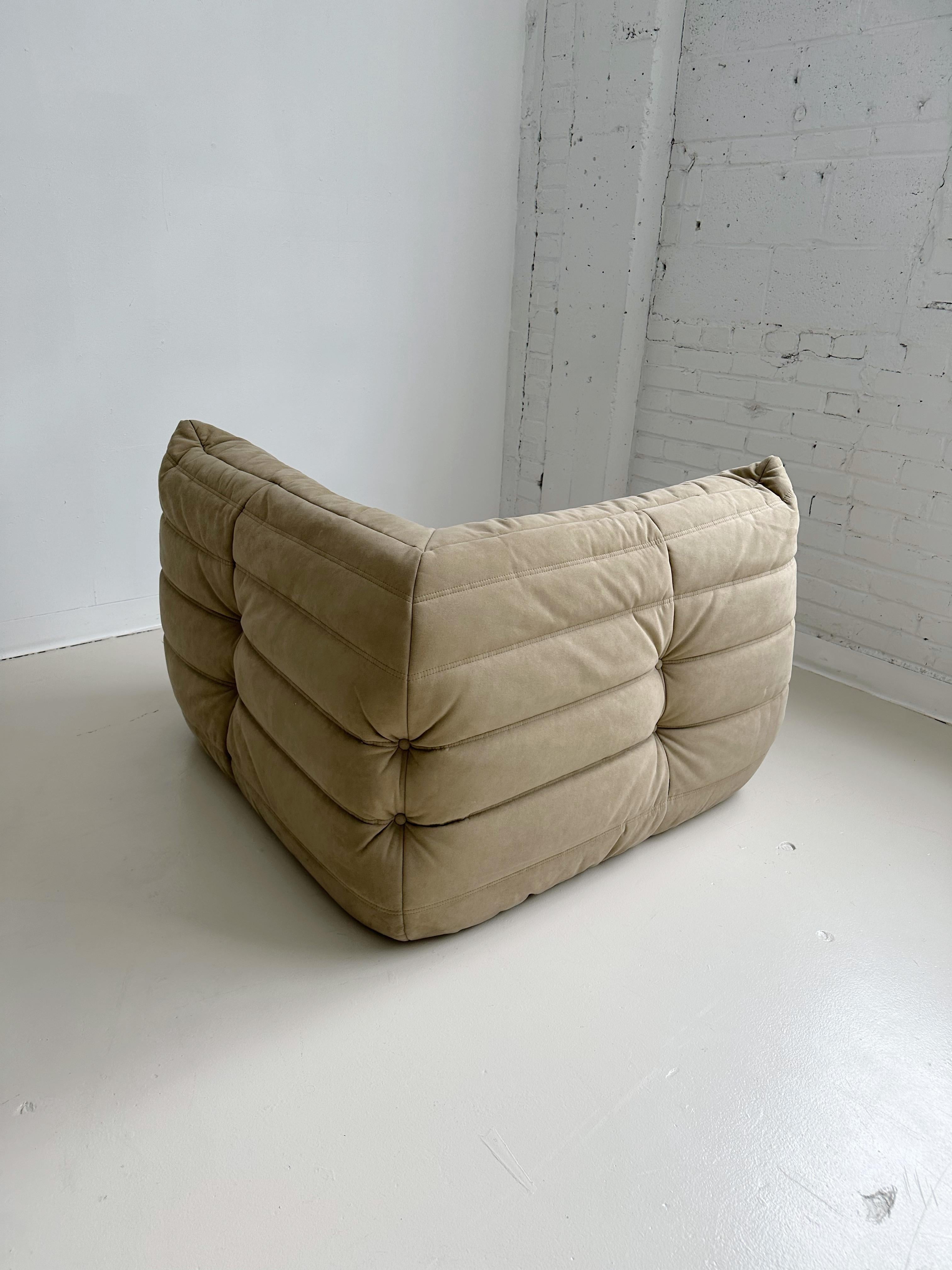 3 Piece TOGO Sofa Set by Michel Ducaroy for Ligne Roset in Sand Alcantara 8