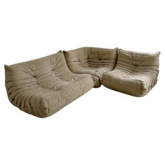 Vintage 3 Piece TOGO Sofa Set by Michel Ducaroy for Ligne Roset in Sand Alcantara