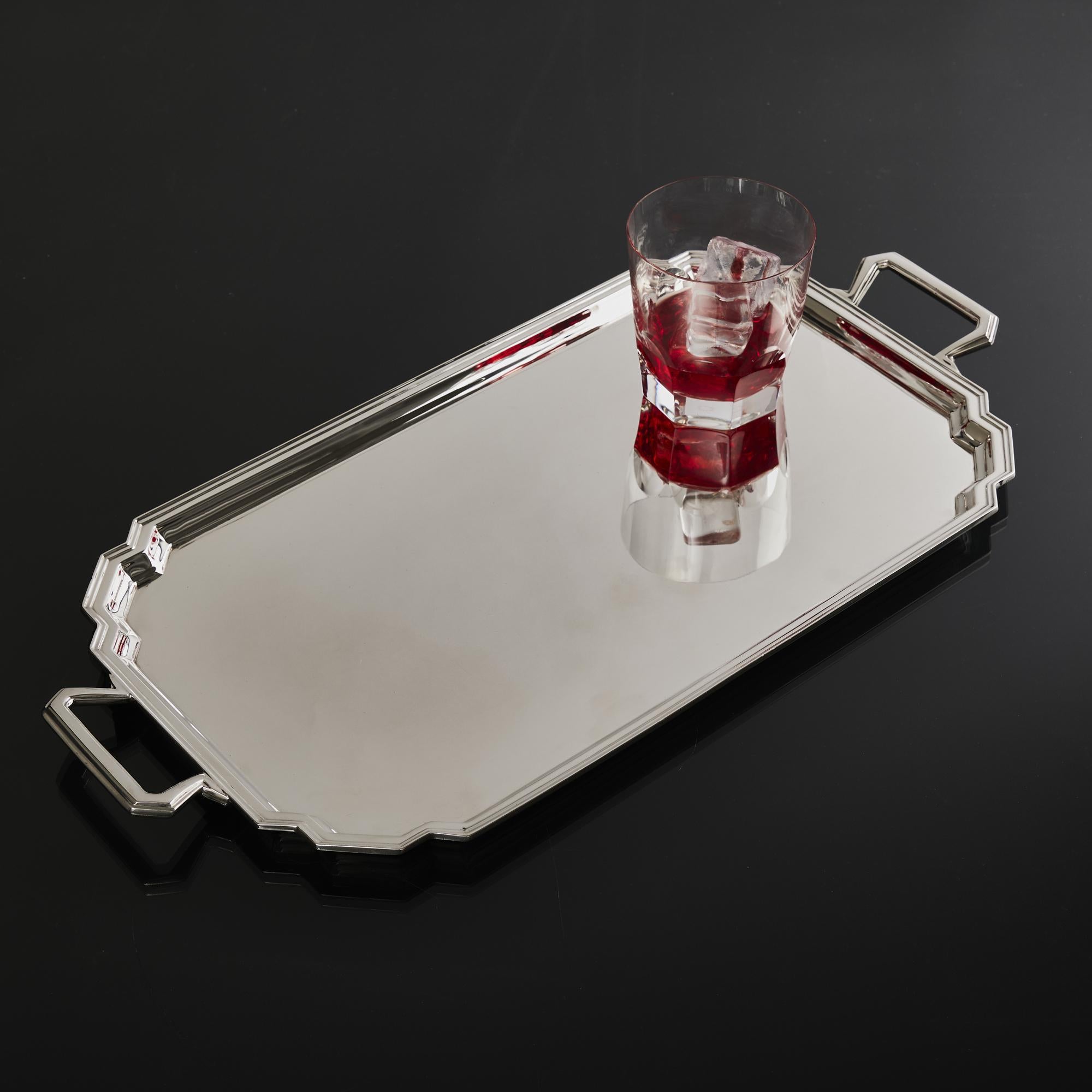 British Art Deco silver drinks or tea tray