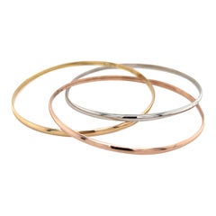 Bangle d'oro tricolore in 3 pezzi in oro massiccio 18 carati
