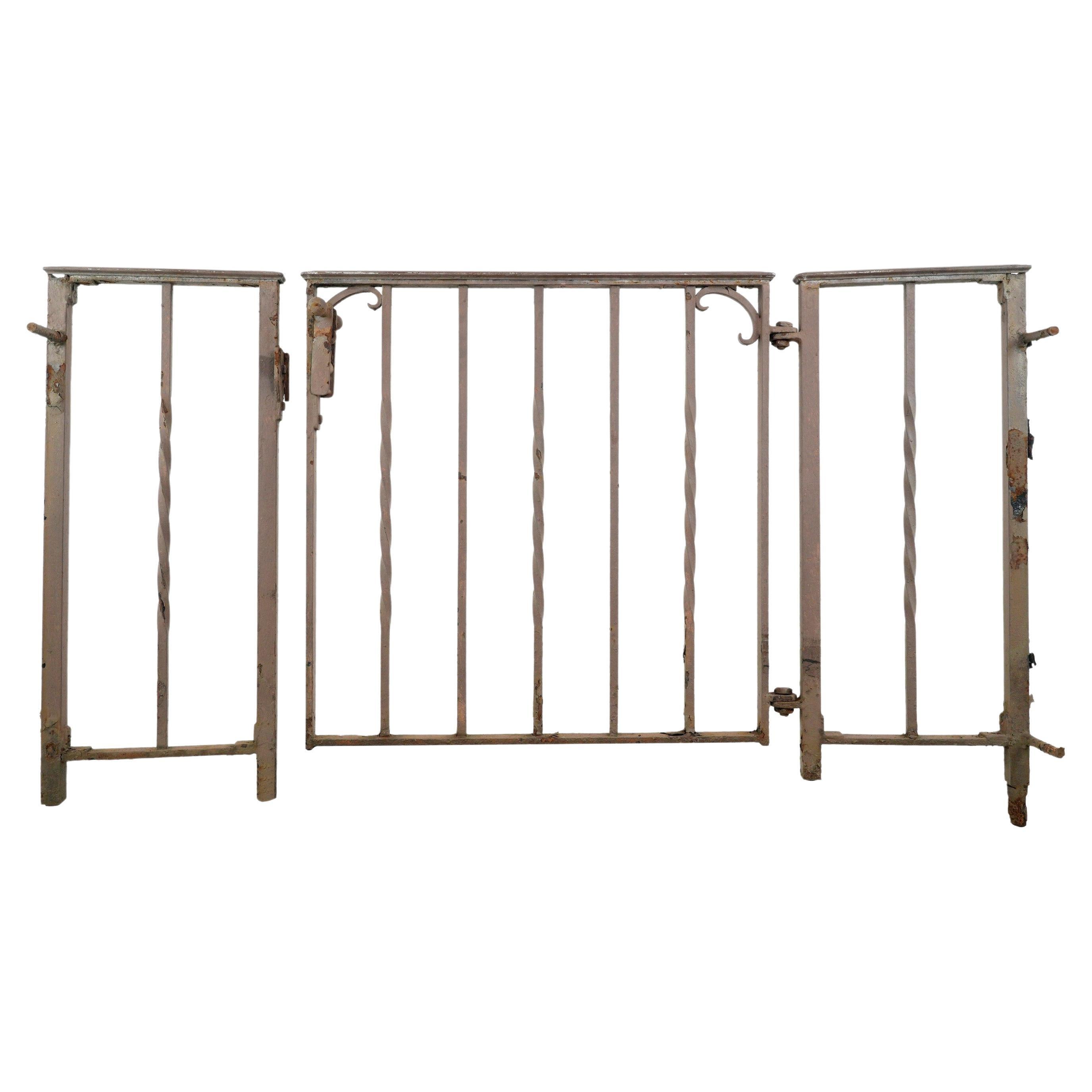 3 Piece Wrought Iron Garden Gate Set 82 in. Wide For Sale