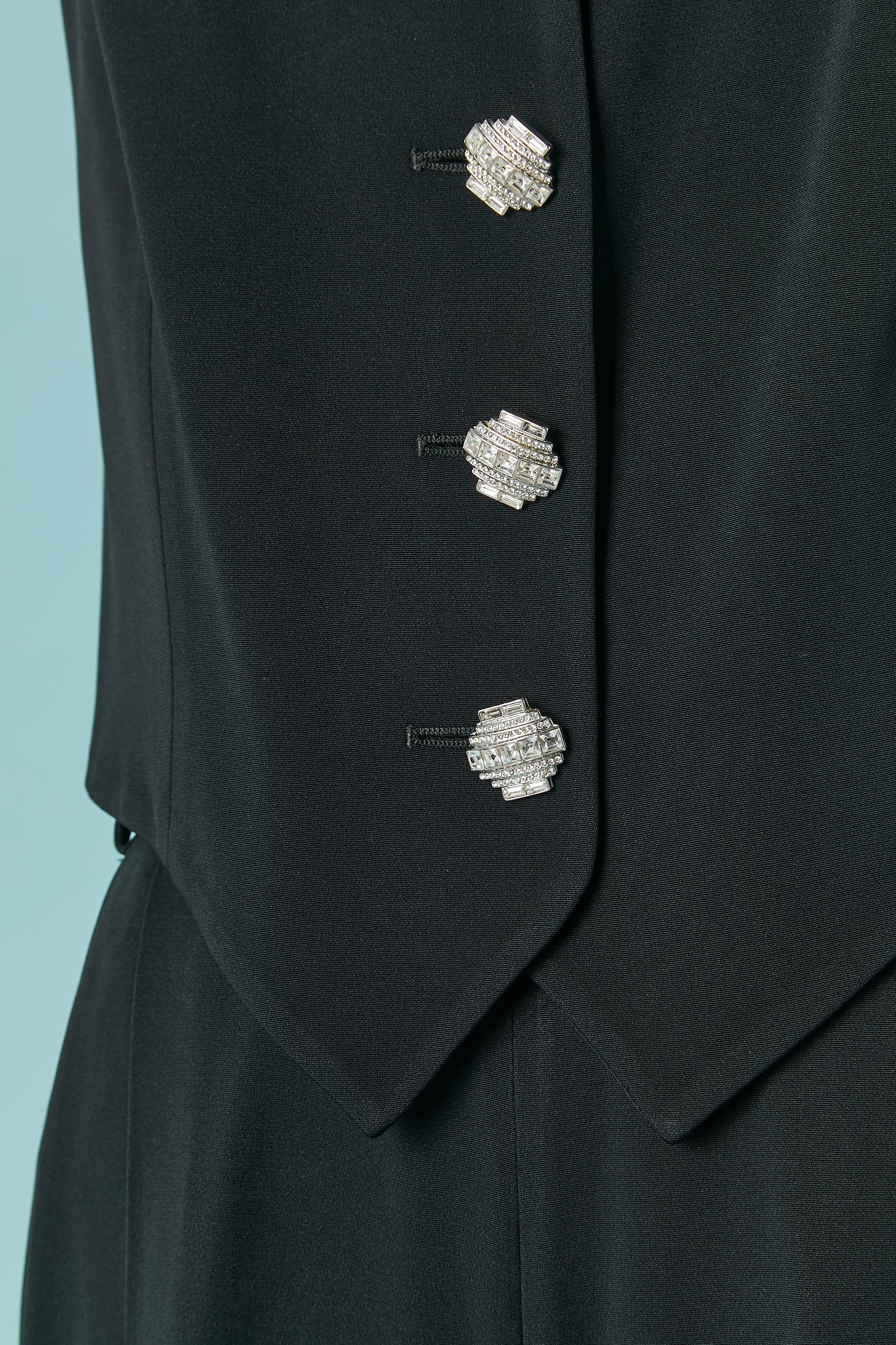 Smoking noir 3 pièces avec boutons en strass Gianfranco Ferré en vente 5