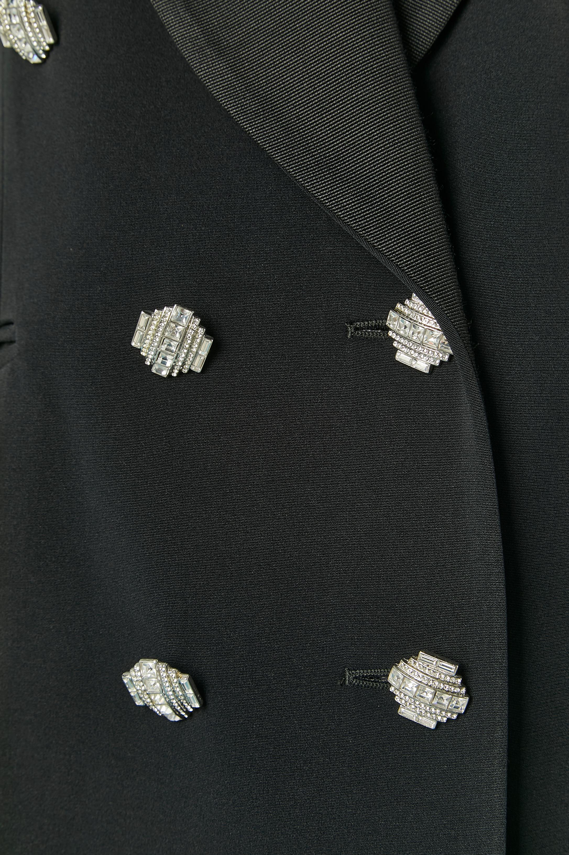 Noir Smoking noir 3 pièces avec boutons en strass Gianfranco Ferré en vente