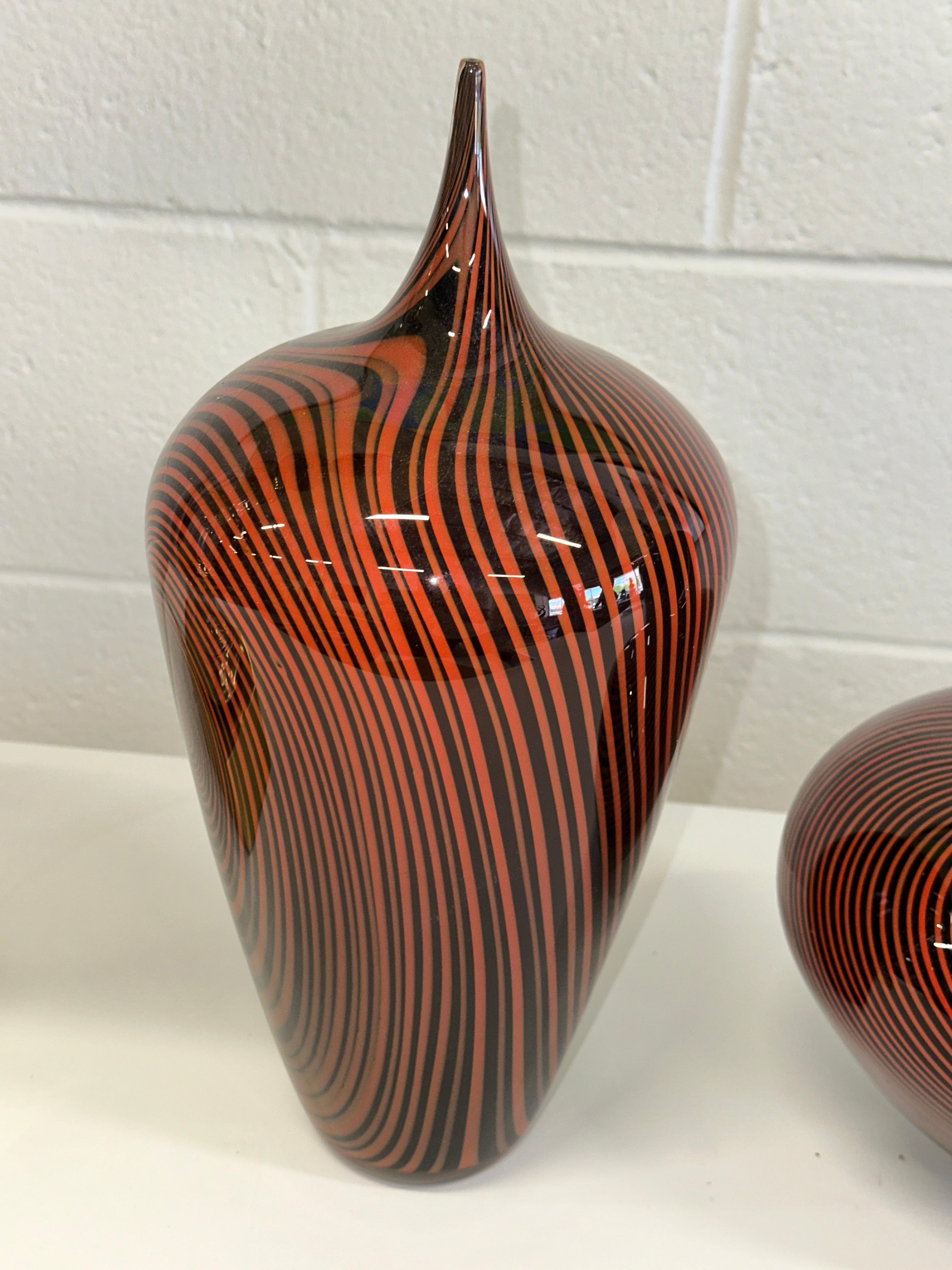 Art Glass 3 Pieces by Noted Canadian Glass Artist Jeff Holmwood  Vortex 1999 For Sale