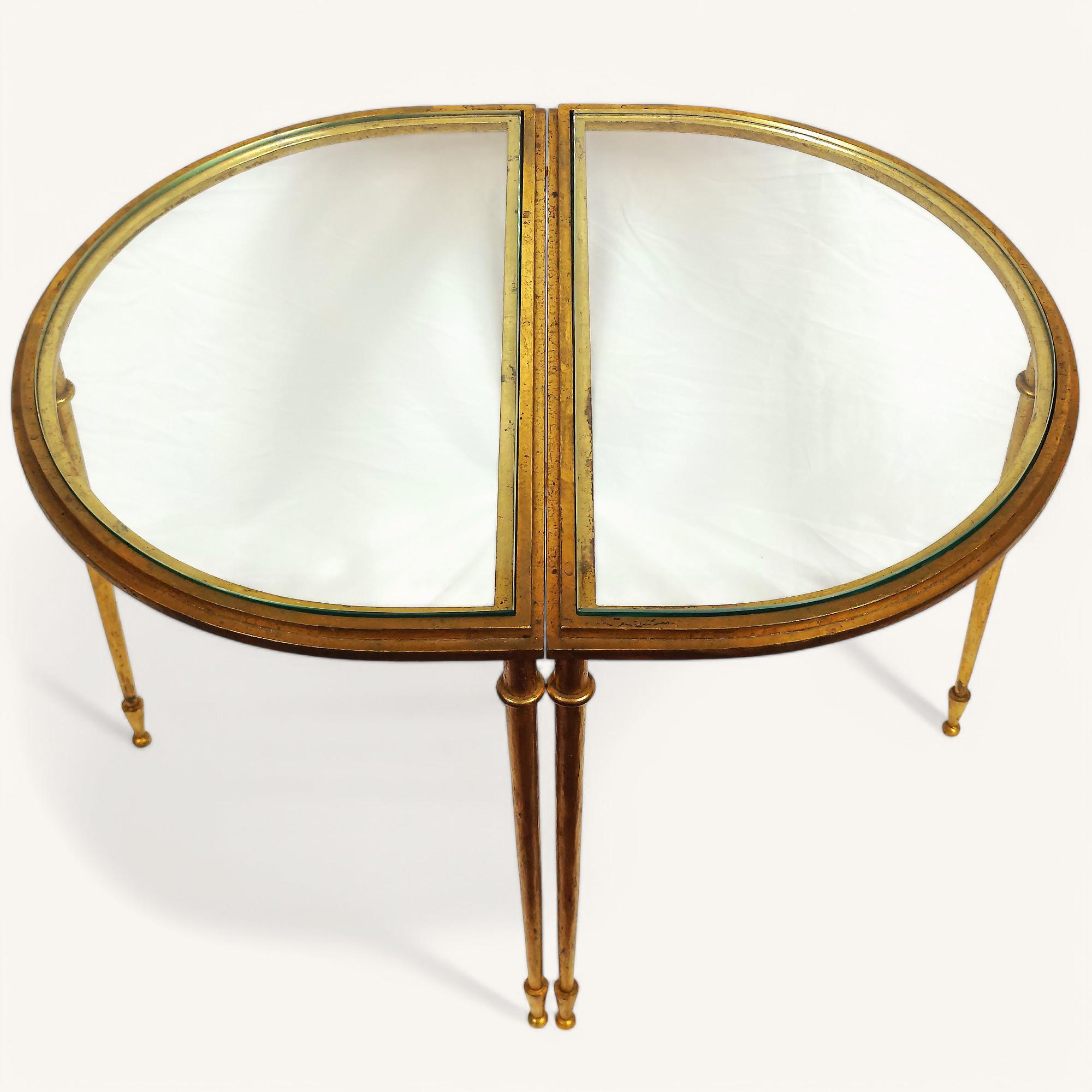 3-Pieces Coffee Table in Gilt Metal by Robert Thibier (1926-2001) For Sale 3