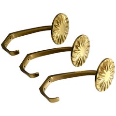 3 Pieces Elegant Midcentury Brass Sunburst Wall Hooks Vereinigte Werkstätten