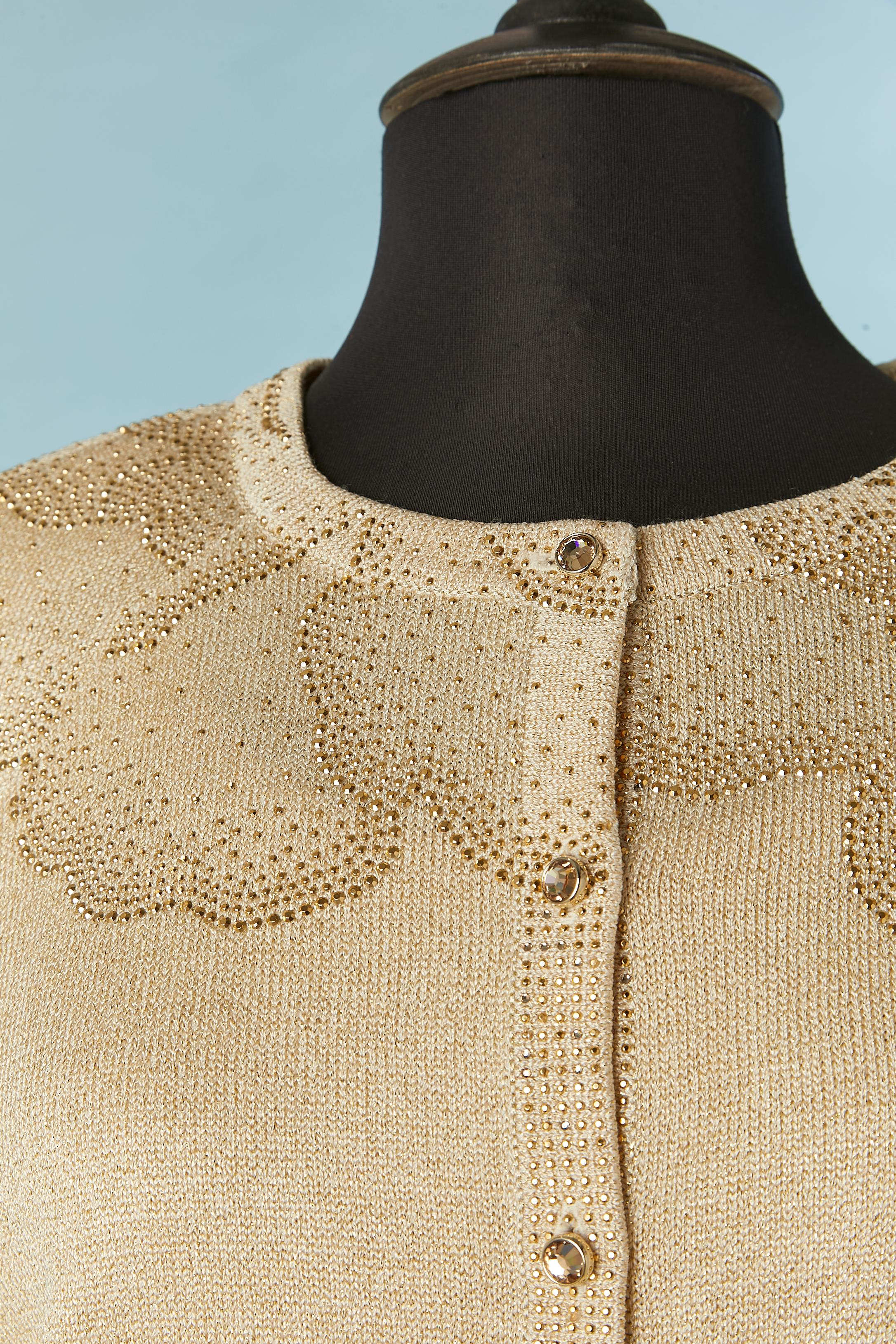Beige 3 pieces ensemble in knit with pattern made of mini studs Sont John Evening For Sale