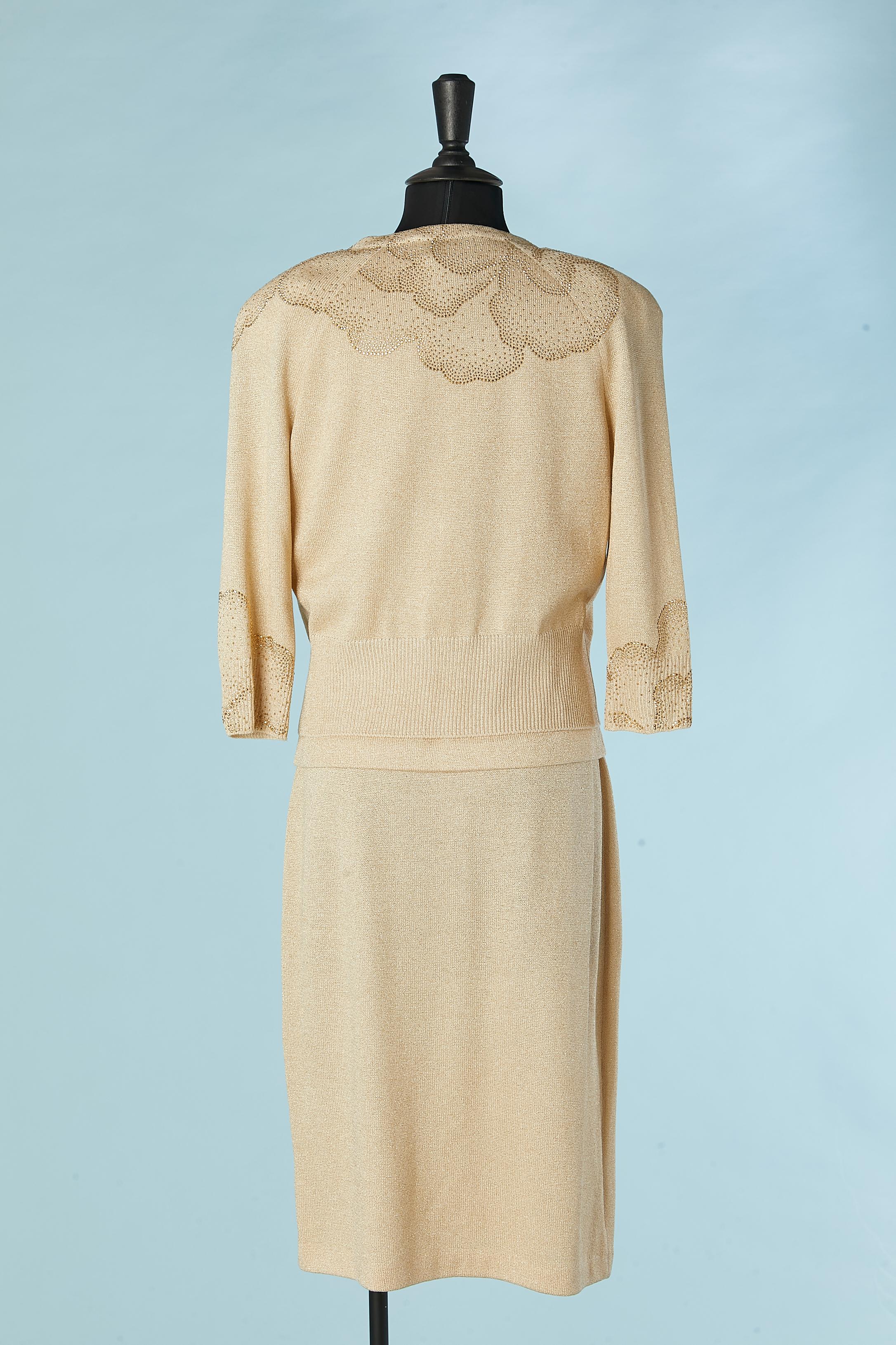 3 pieces ensemble in knit with pattern made of mini studs Sont John Evening For Sale 2