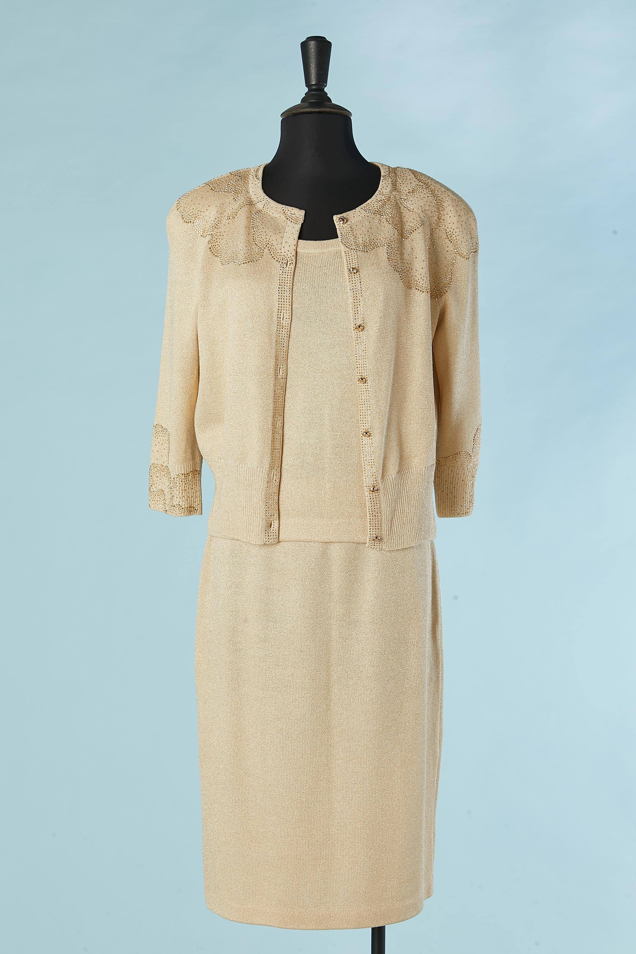 3 pieces ensemble in knit with pattern made of mini studs Sont John Evening For Sale 3