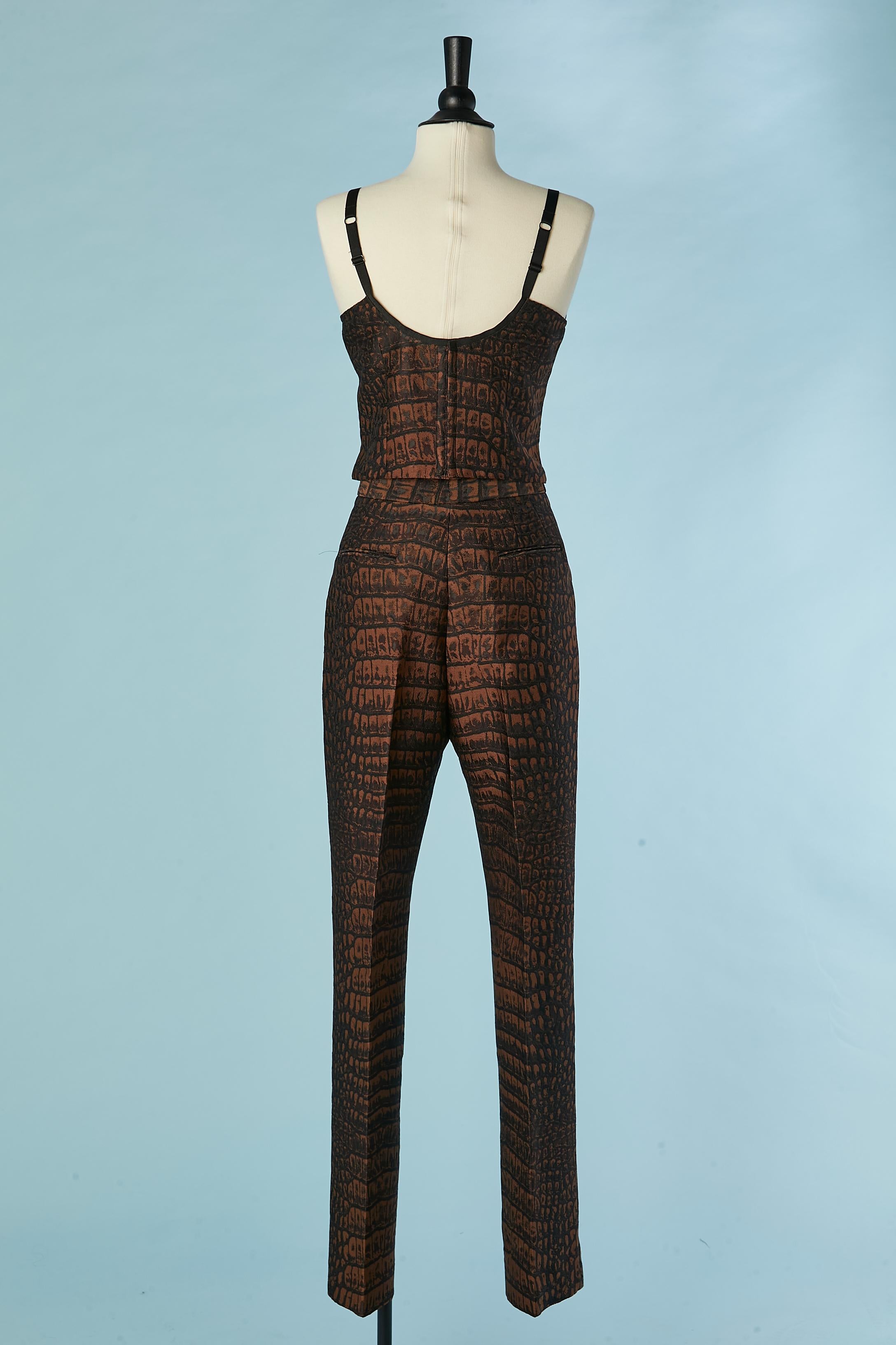 Ensemble di 3 pezzi con motivo coccodrillo marrone e nero Stella McCartney in vendita 7