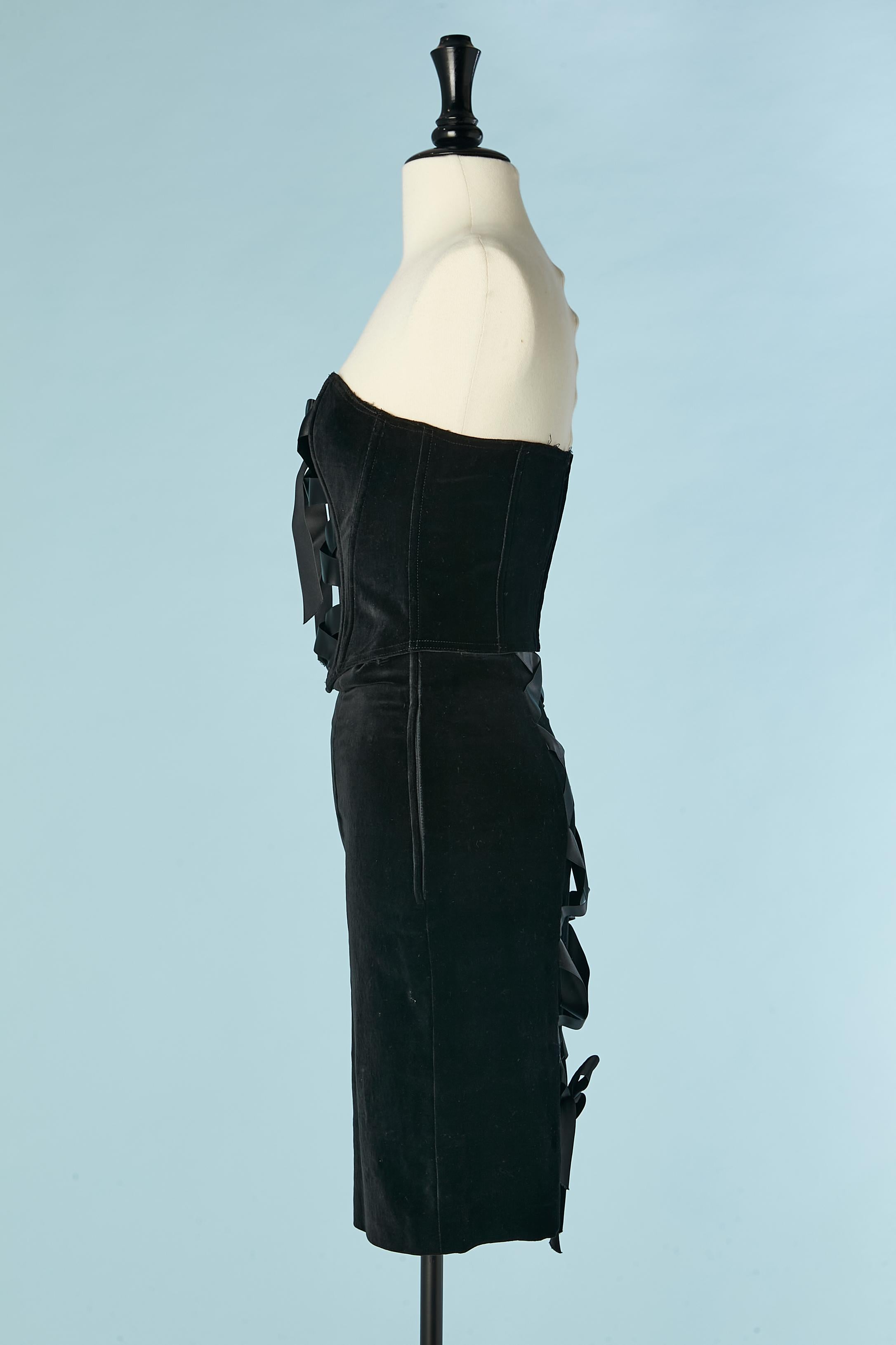 3 pieces skirt-suit and bustier velvet ensemble with laces Chantal Thomass 9