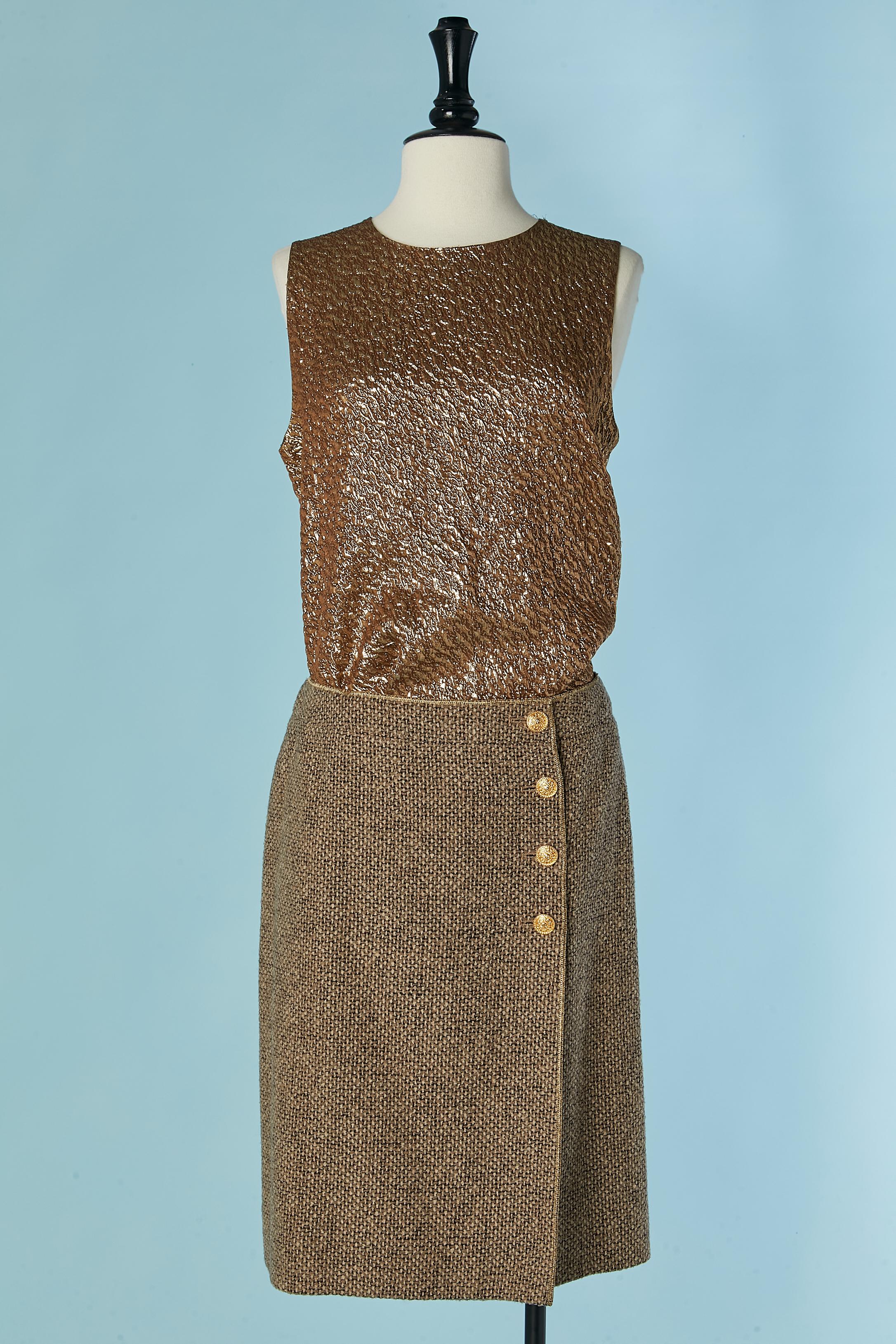 3 pieces skirt suit ensemble in tweed and lurex CHANEL BOUTIQUE For Sale 5