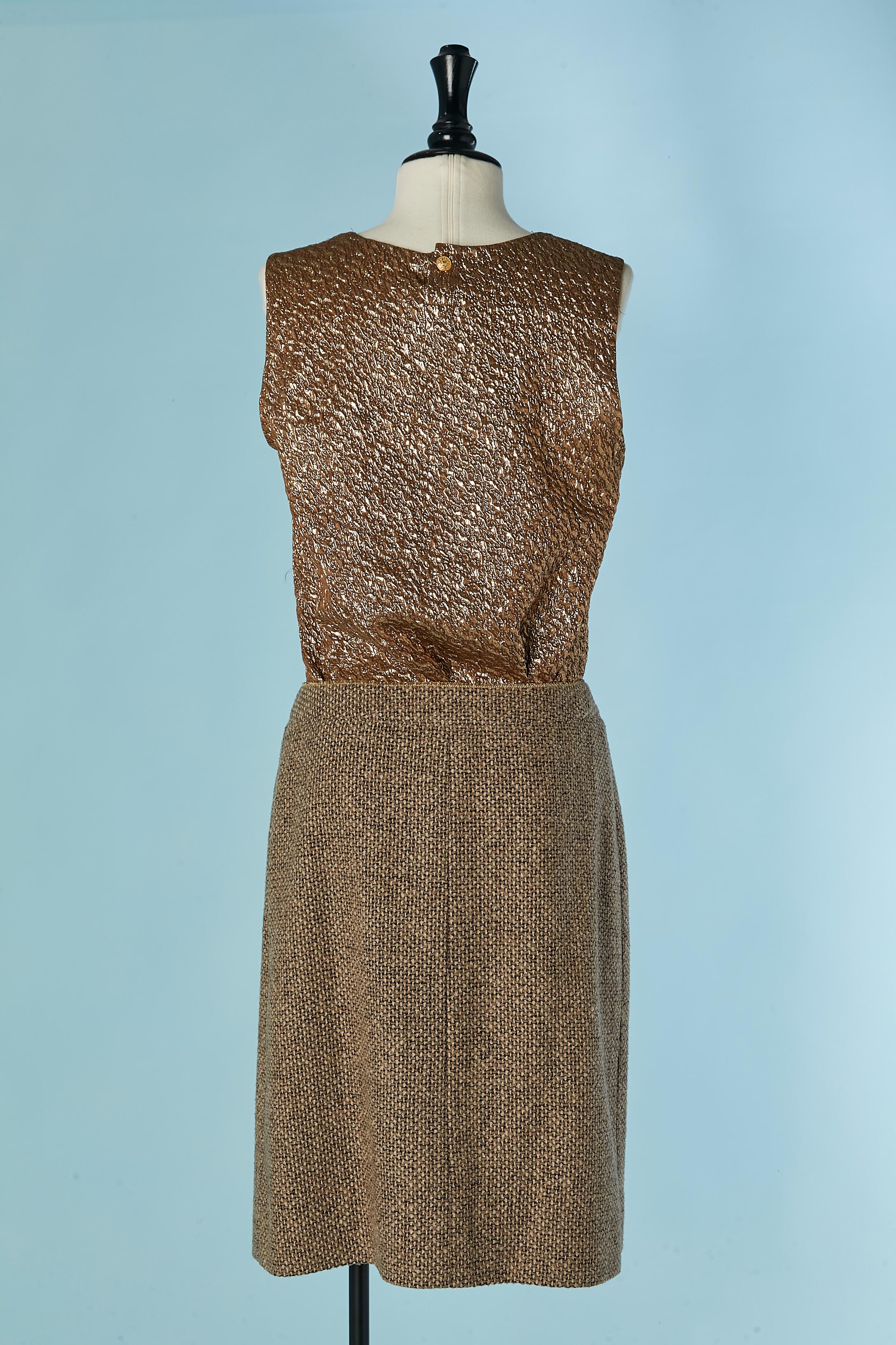 3 pieces skirt suit ensemble in tweed and lurex CHANEL BOUTIQUE For Sale 11